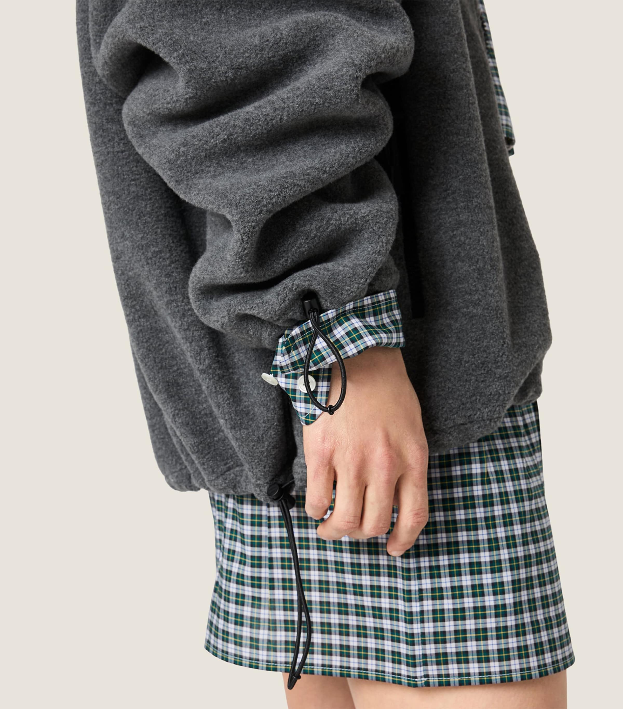 Miu Miu Womens Fleece Zip-Up Hooded Jacket Grey Image 5