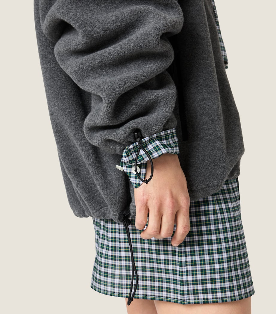 Miu Miu Womens Fleece Zip-Up Hooded Jacket Grey Image 5