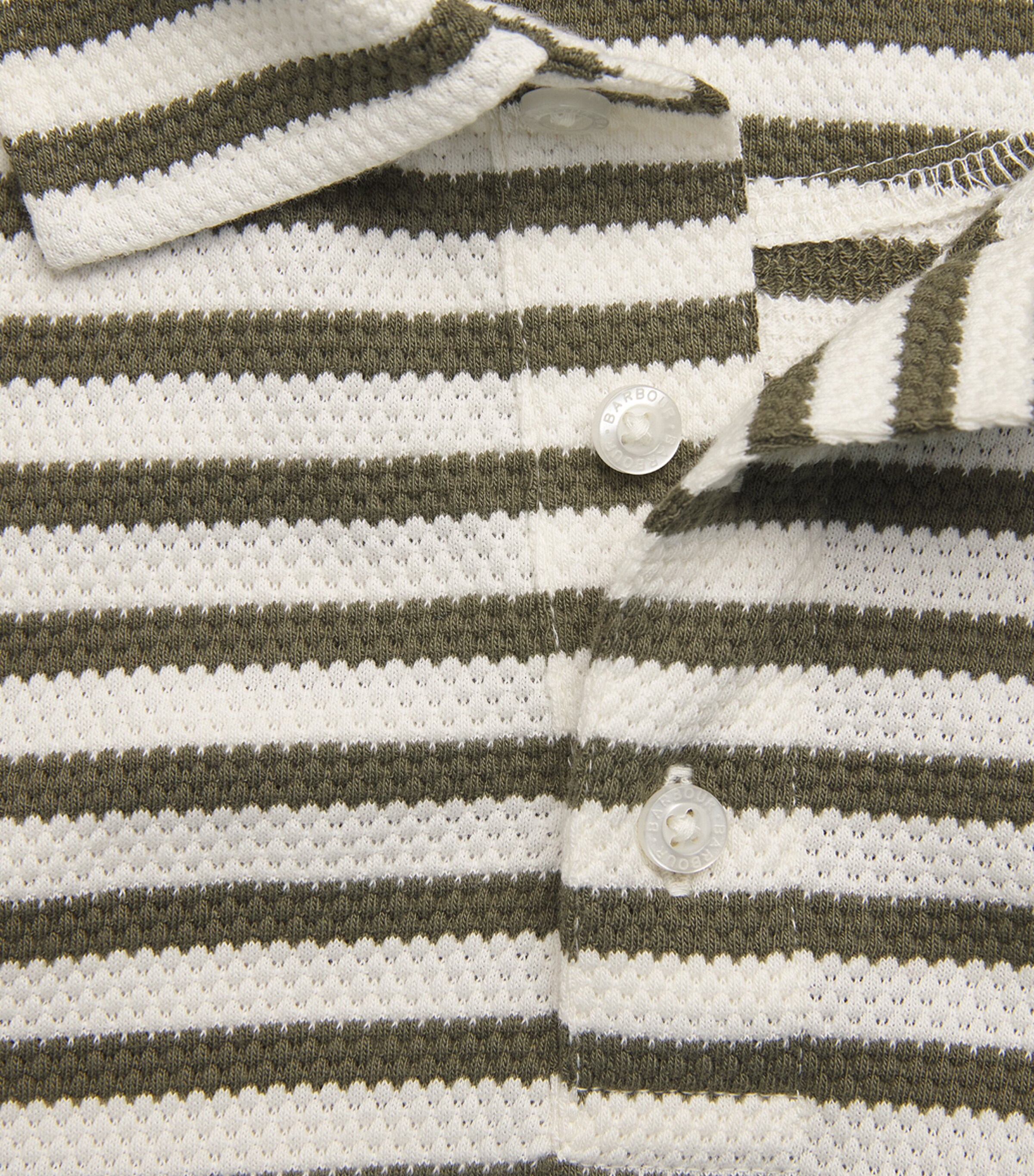 Barbour Mens Waffle Stripe Polo Shirt Whisper White Image 6