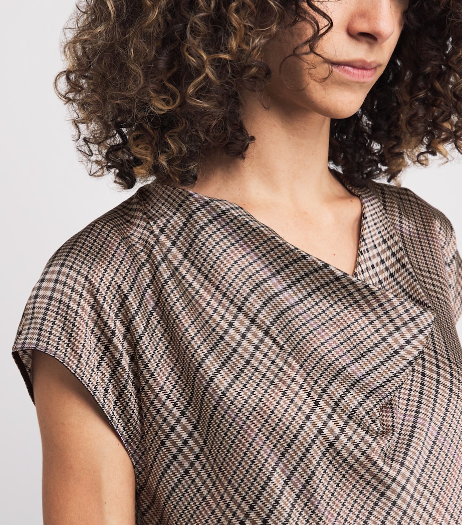 Silk Cowl-Neck Blouse MULTI PLAID-983MUP Image 6