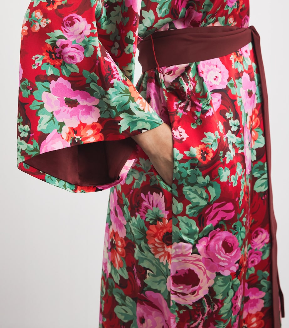 Olivia von Halle Womens Silk Floral Queenie Robe Moulin Image 3