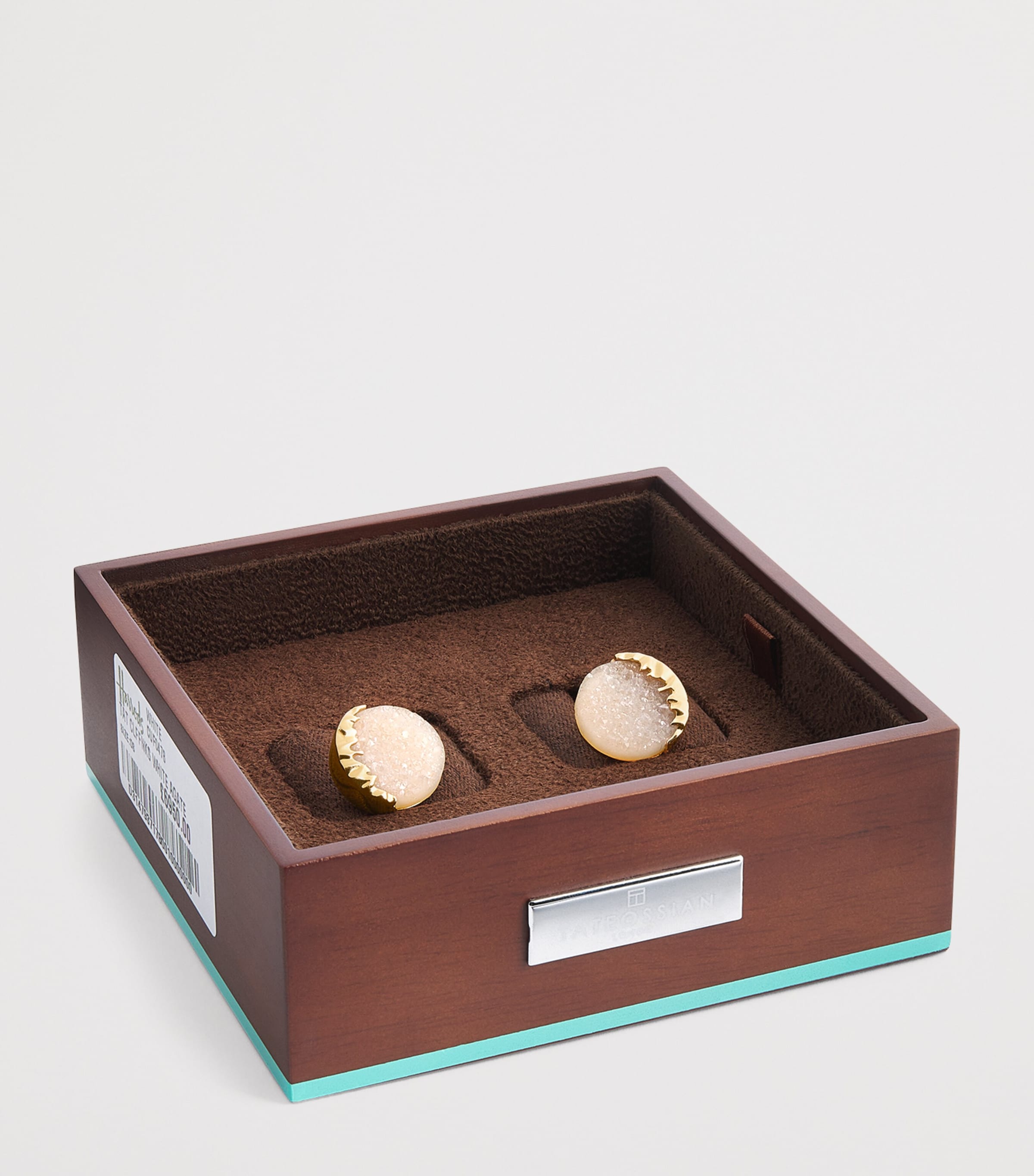 Rose Gold and White Agate Cufflinks WHITE Image 3