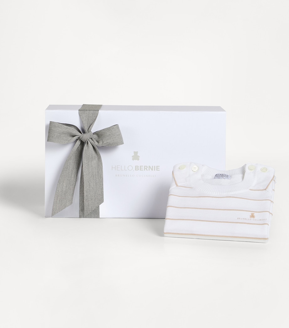 Brunello Cucinelli Kids Cotton Stripe Playsuit (3-24 Months) Image 2
