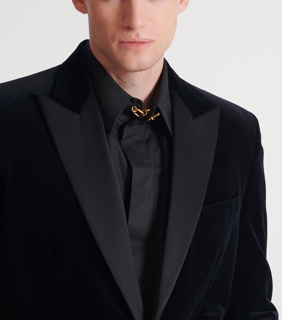 Satin-Trim Velvet Blazer EAP NOIR/NOIR Image 7