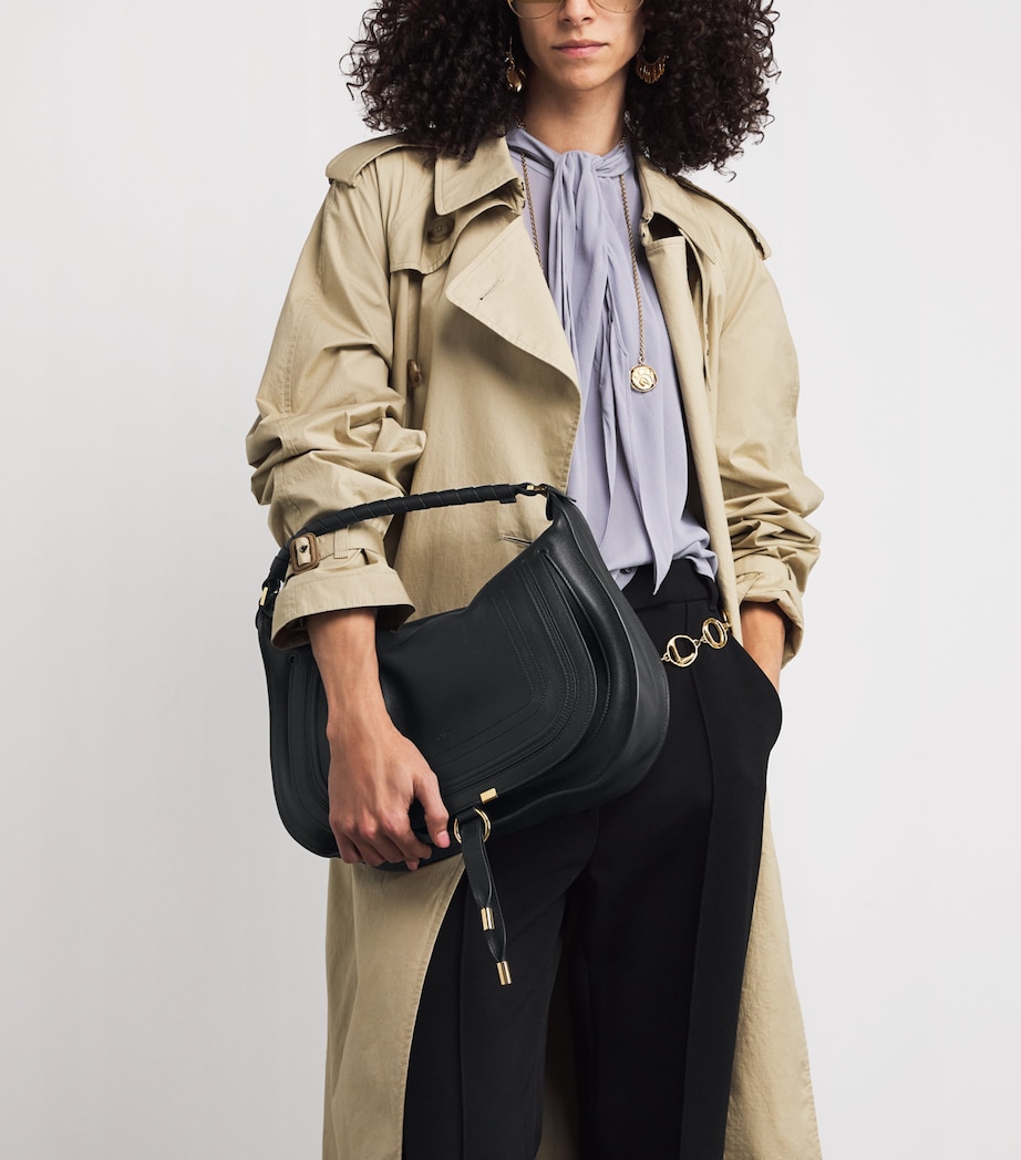 Small Leather Marcie Shoulder Bag BLACK Image 5