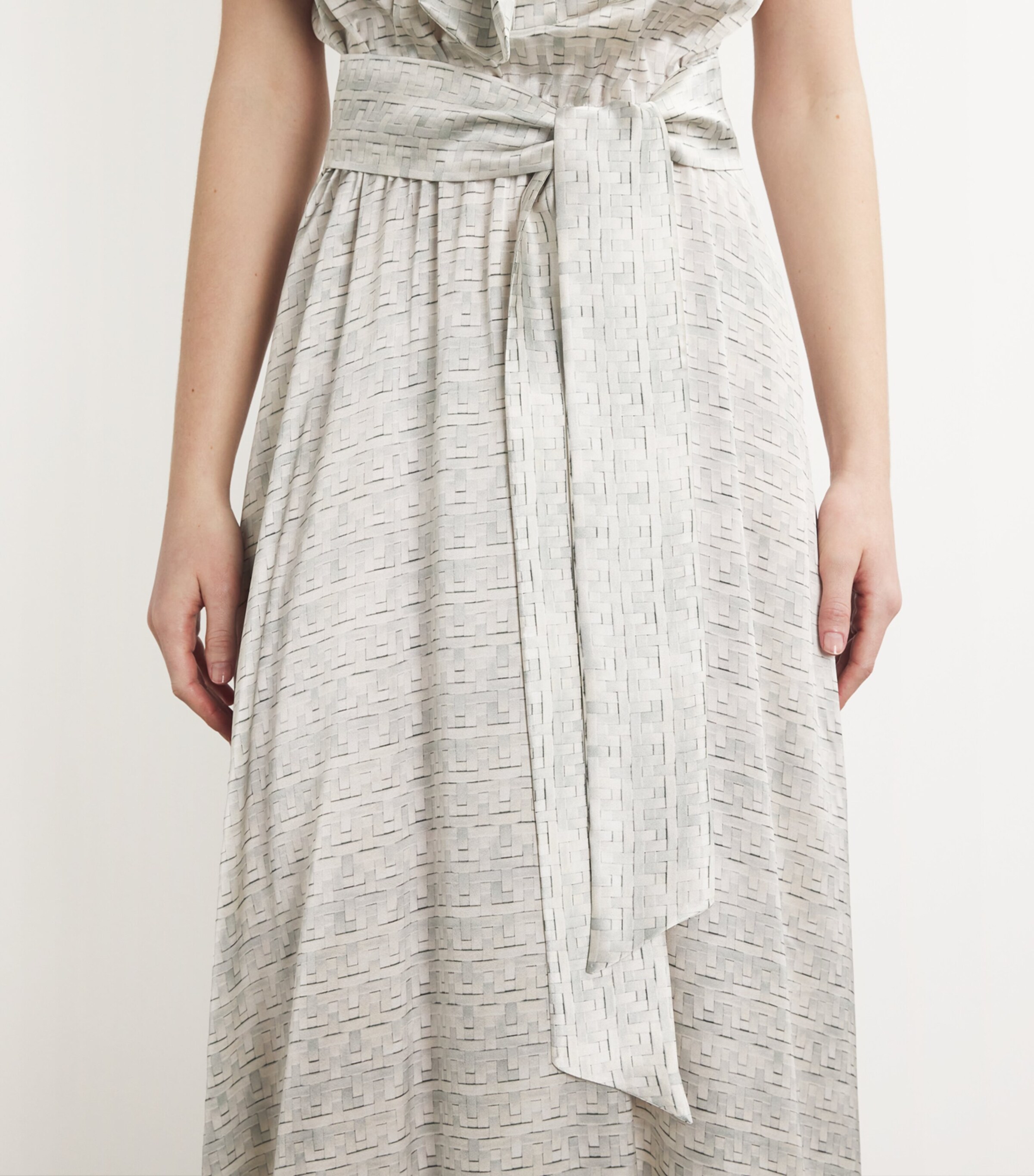 Kiton Womens Silk Printed Maxi Dress Sky Blue Image 4