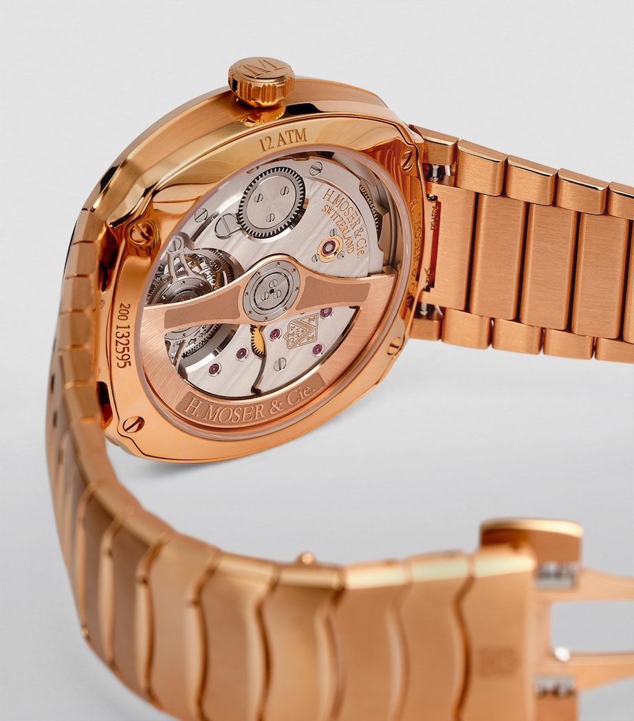 H. Moser & Cie Red Gold and Sapphire Streamliner Tourbillon Watch 40mm Black Image 3
