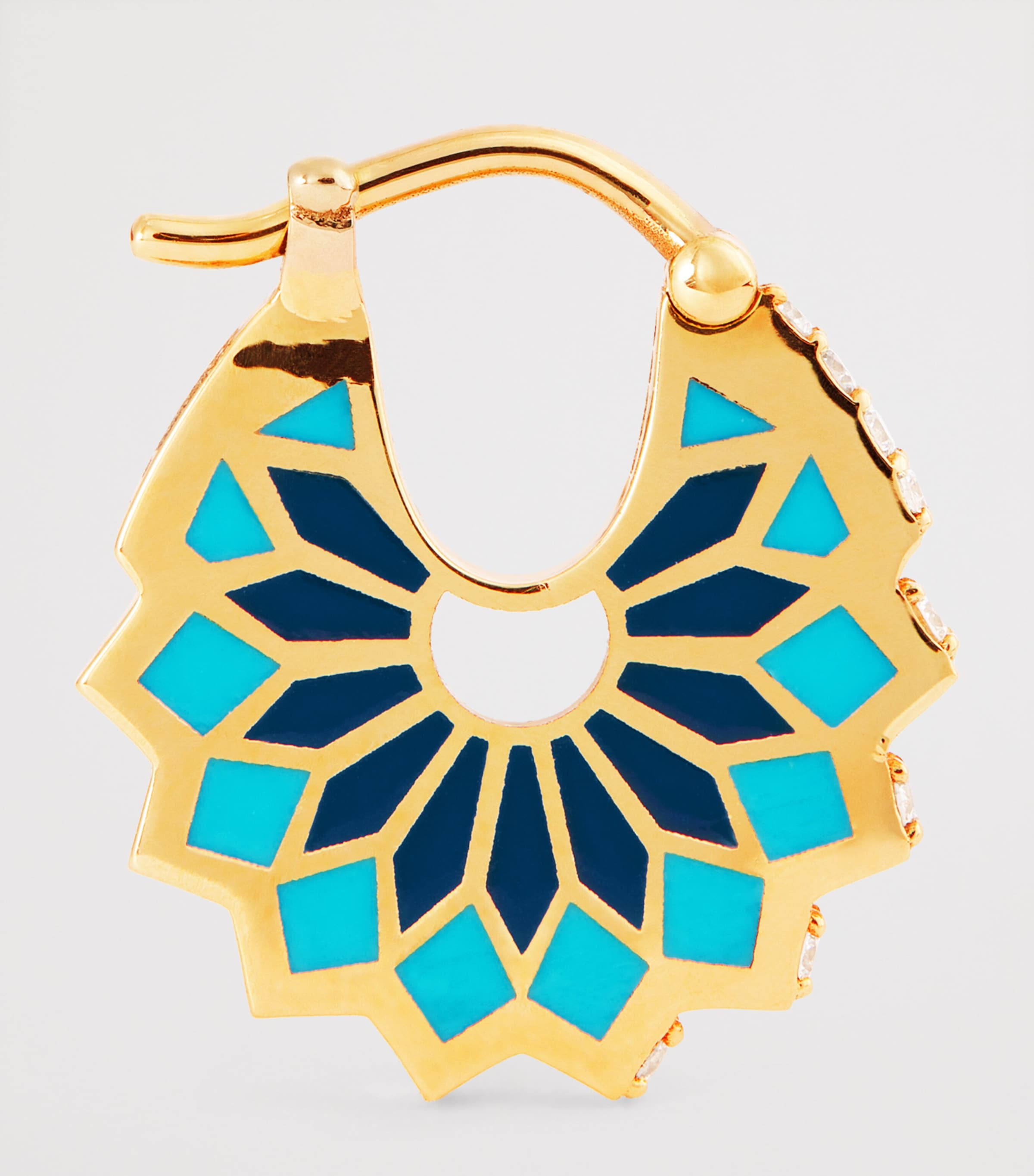 Small Yellow Gold, Diamond and Enamel Lady Sursock Earrings YELLOW GOLD Image 4