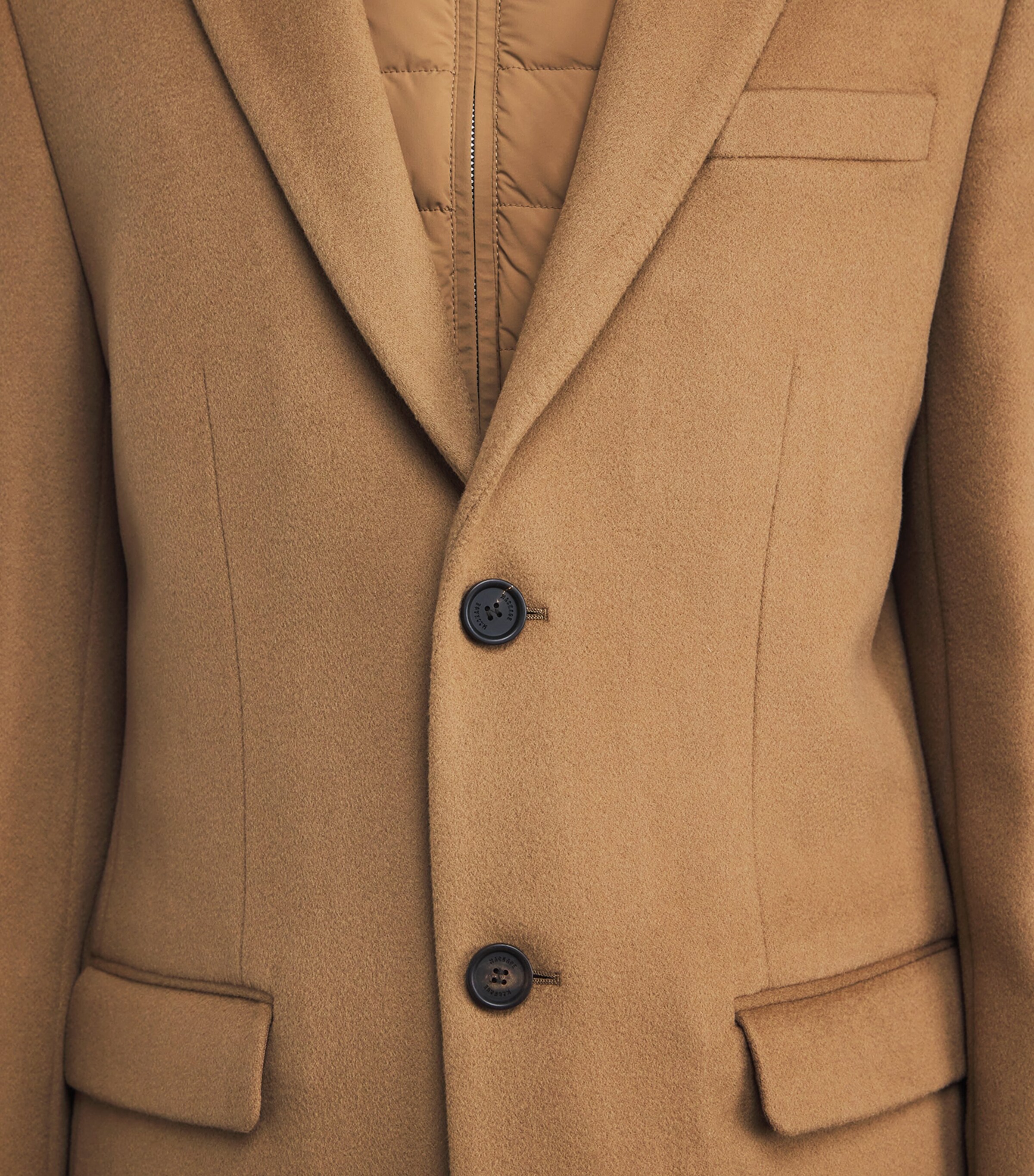 Wool Removable-Bib Coat OTTER A Image 7