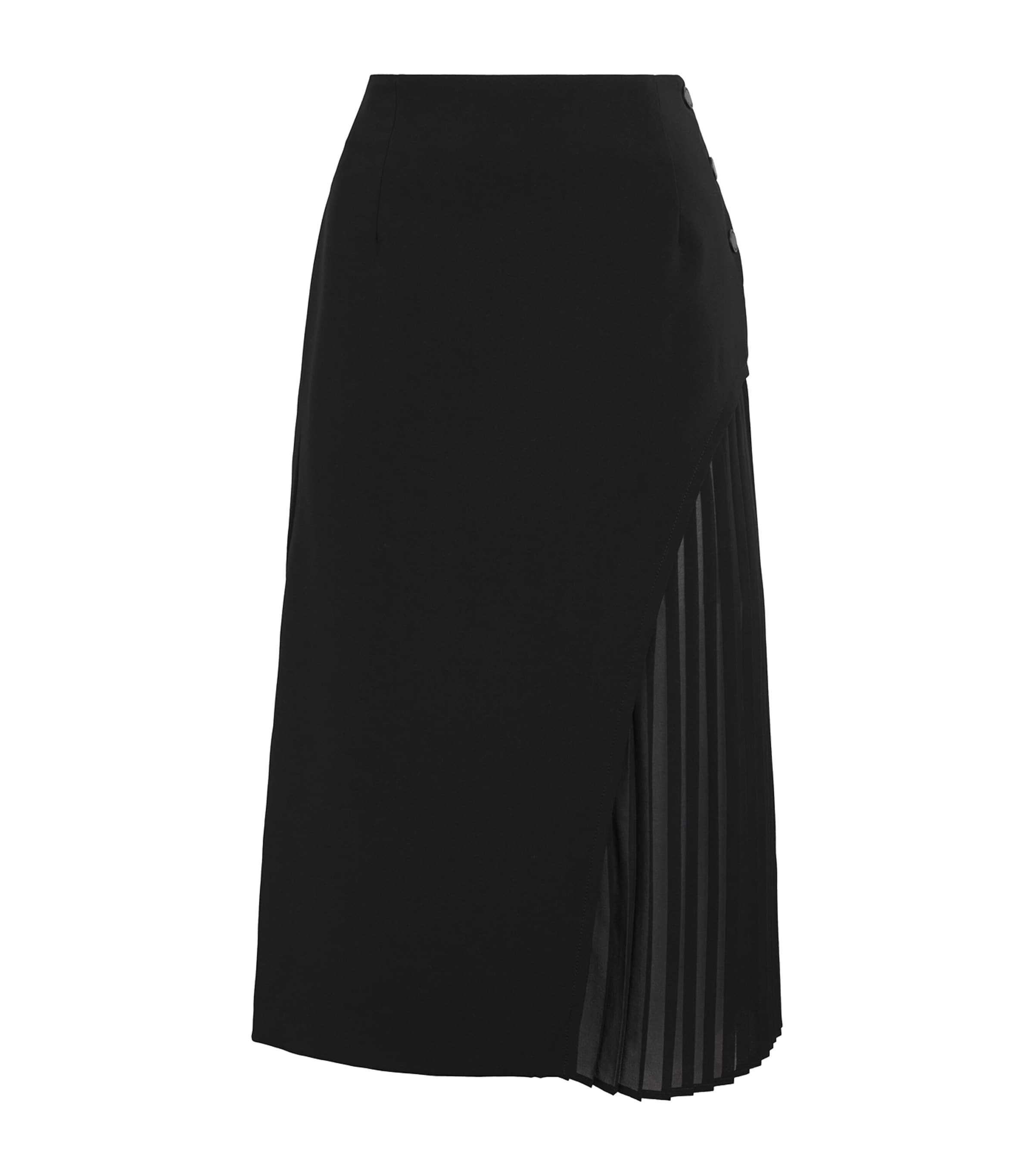 Pleated Panel Midi Skirt BLACK Image 1