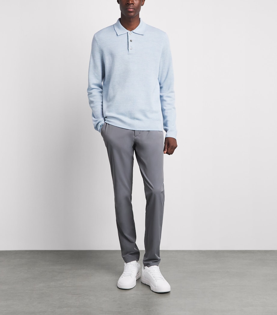 RLX Ralph Lauren Mens Knit Long-Sleeve Polo Shirt Blue Combo Image 2