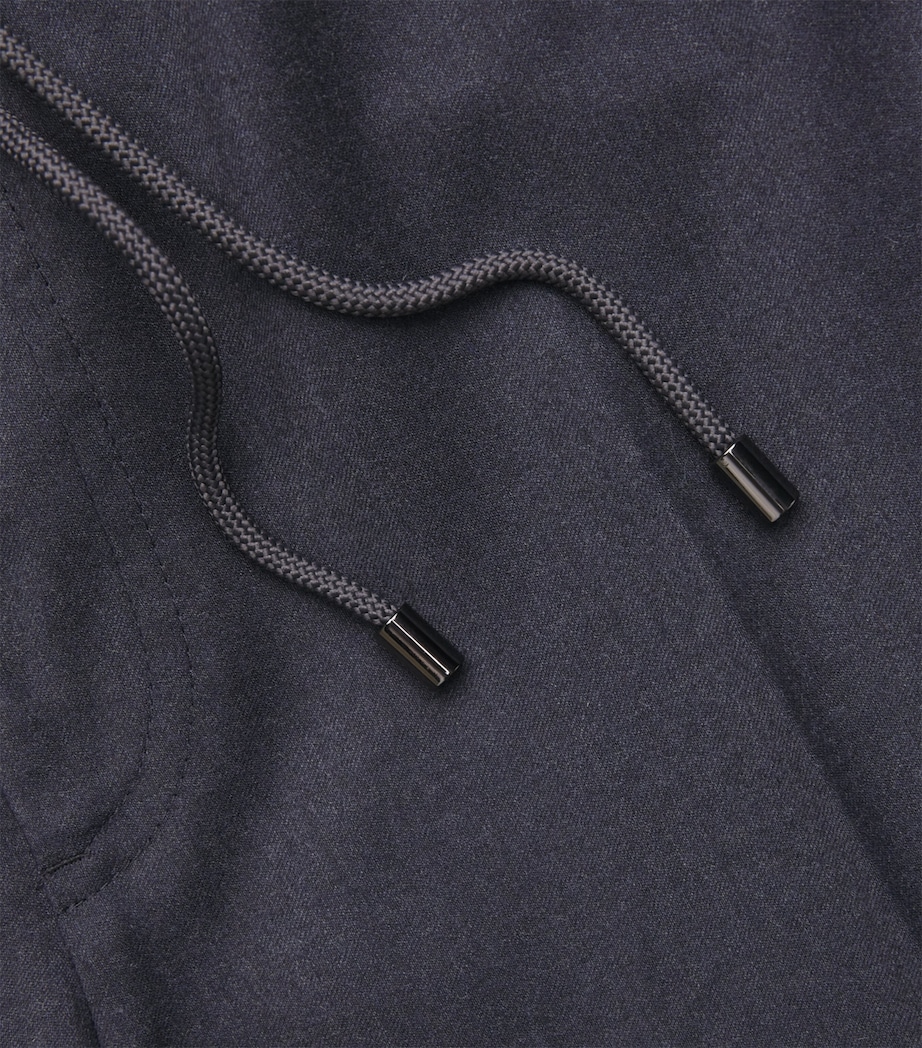 Pal Zileri Mens Virgin Wool Drawstring Trousers Blue Image 6