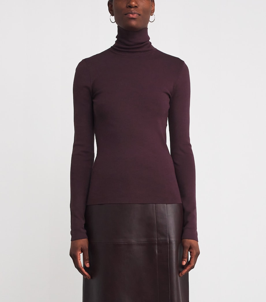 Stretch-Silk High-Neck Top MARASCHINO Image 3