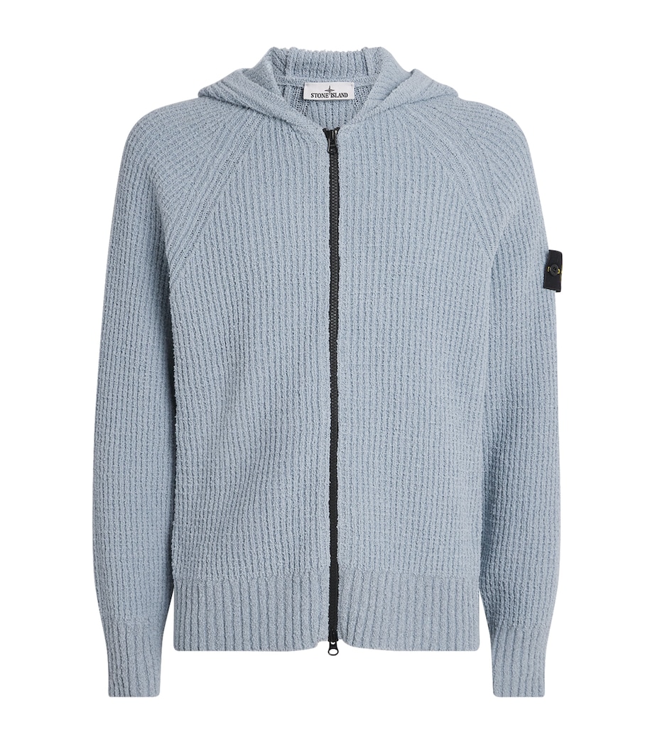 Stone Island Mens Cotton Bouclé Zip-Up Hoodie Image 1