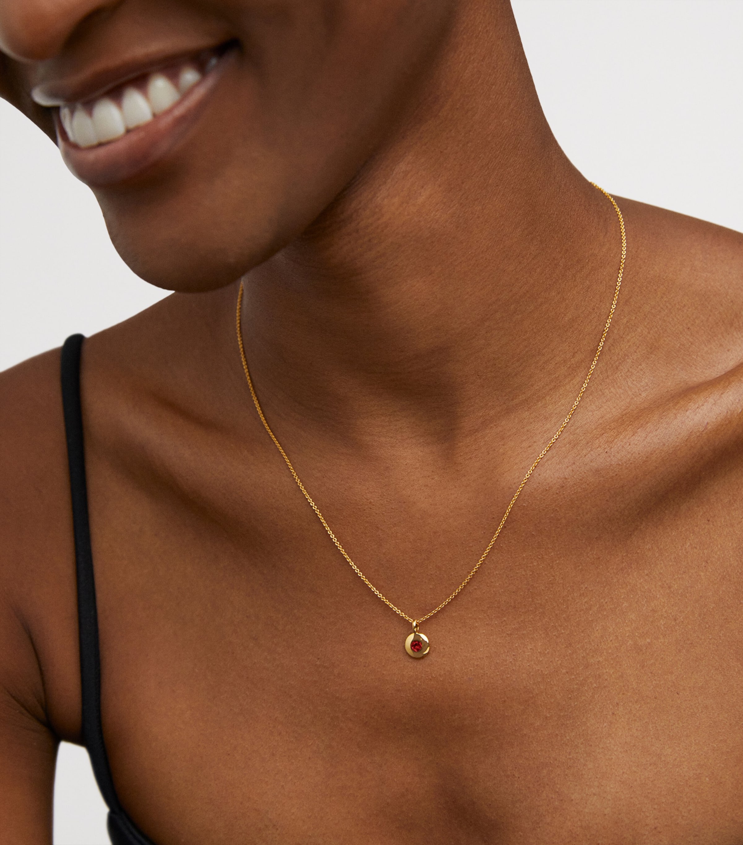 Monica Vinader Gold Vermeil and Ruby January Birthstone Necklace Gold Vermeil Image 2