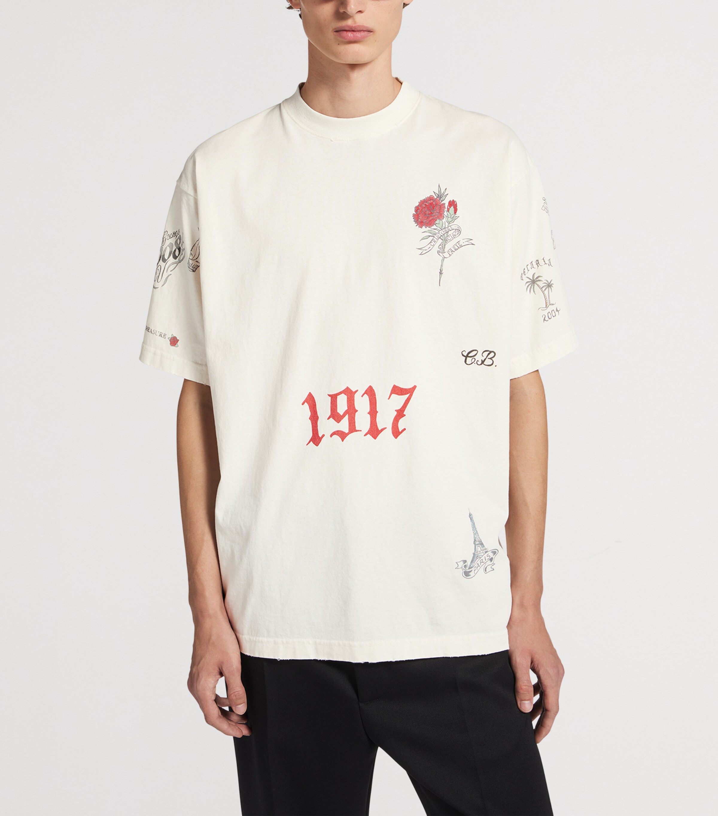 Balenciaga Mens Cotton Tattoo T-Shirt Image 5