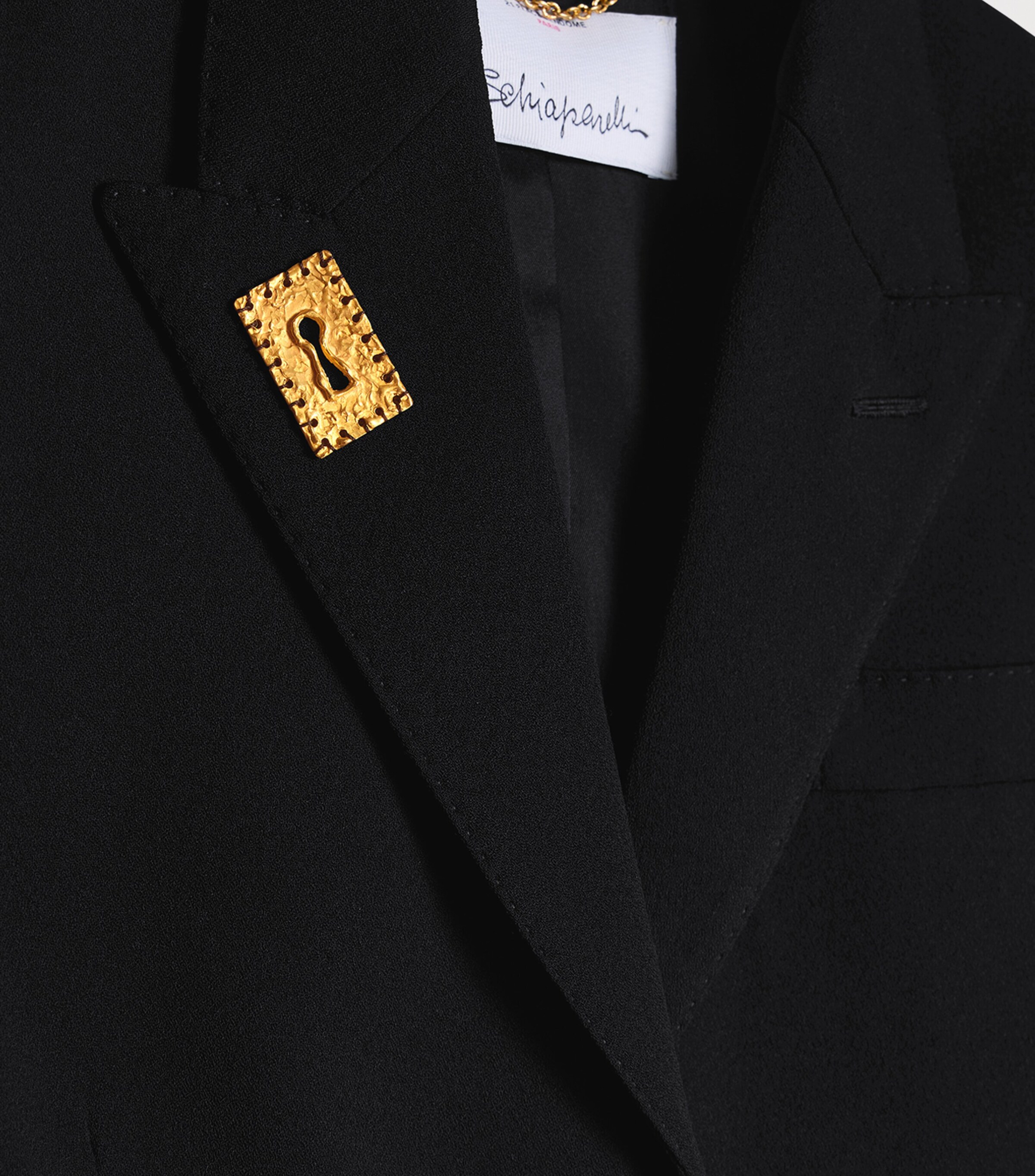 Schiaparelli Womens Wool-Blend Bijoux Chain Blazer Nude Image 6