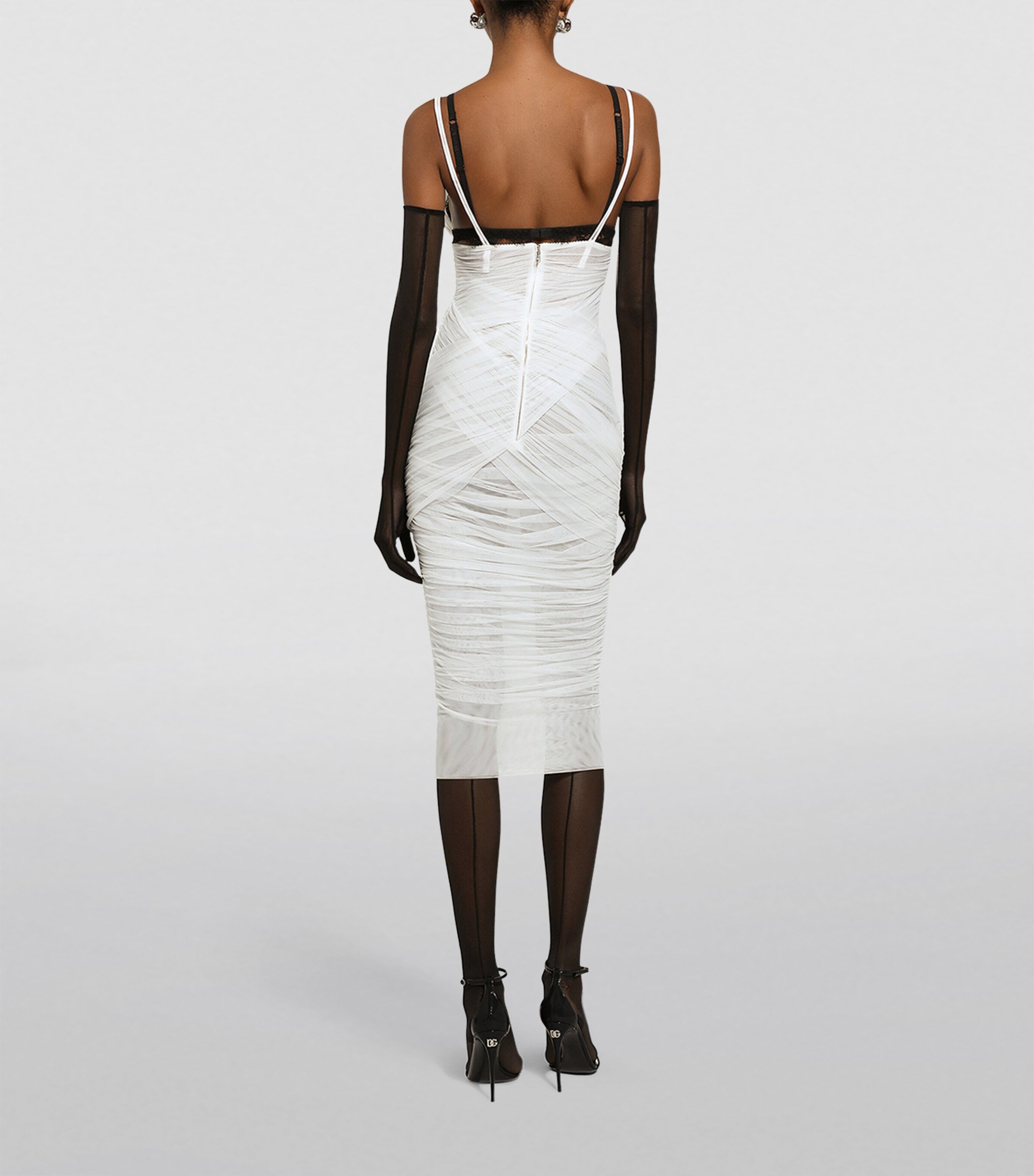 Dolce&Gabbana Womens Ruched Midi Dress Natural White Image 6