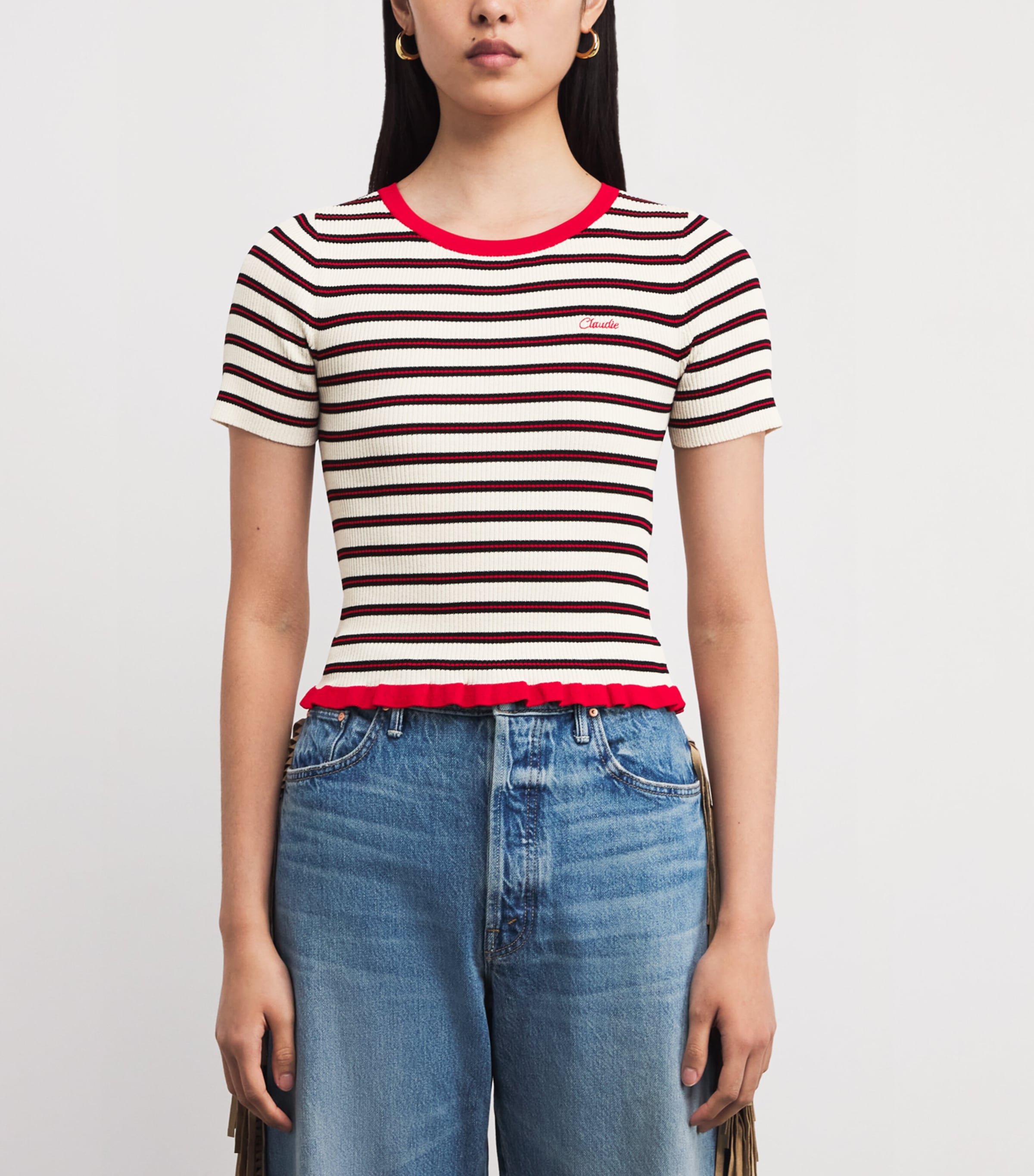 Knitted Stripe T-Shirt MULTICOLORED Image 3