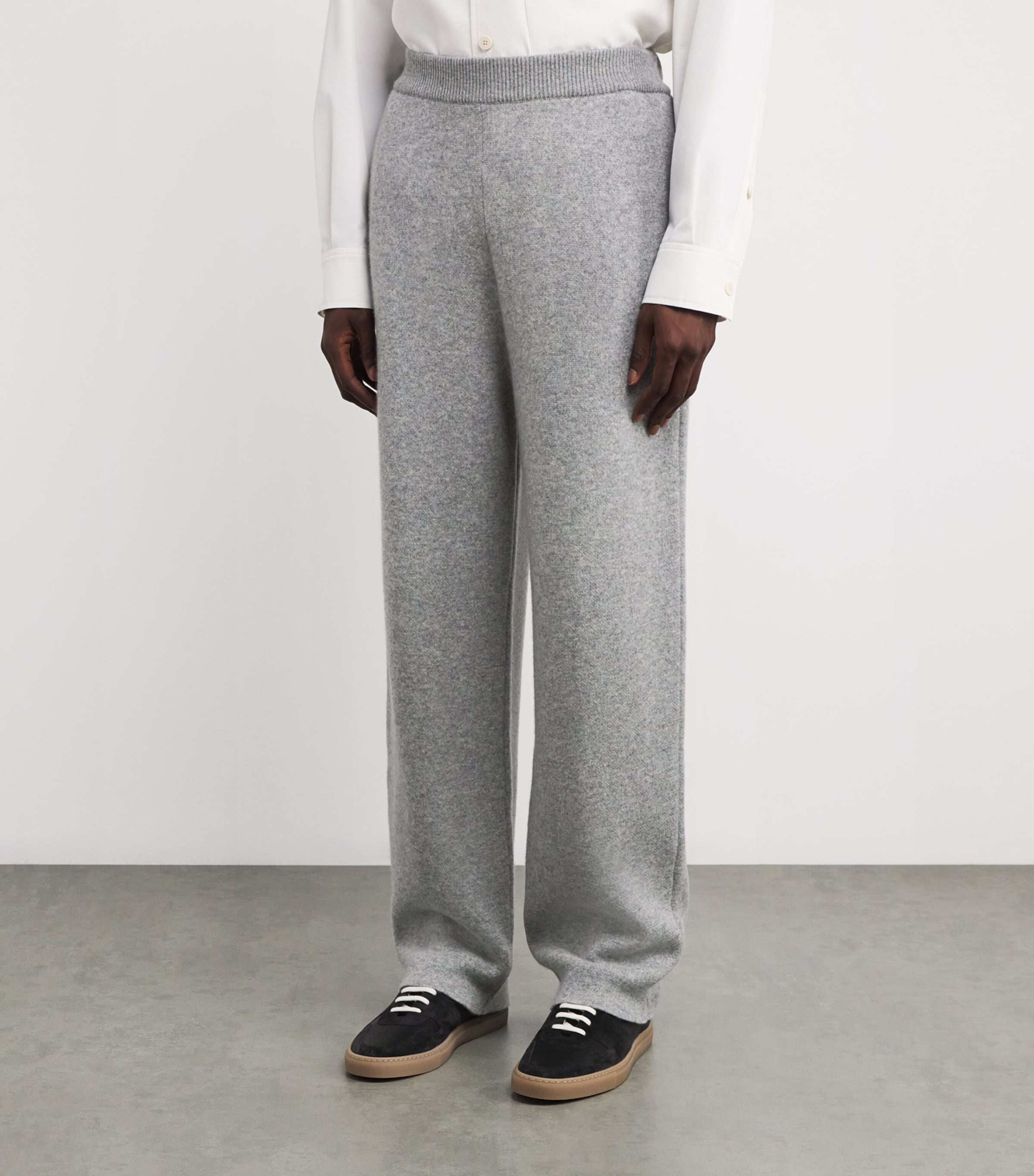 Cashmere-Wool Relaxed Sweatpants Q25324 GREY/WHITE Image 3
