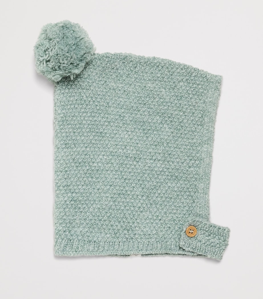 Knitted Pompom Bonnet (0-24 Months) MINT GREEN Image 2
