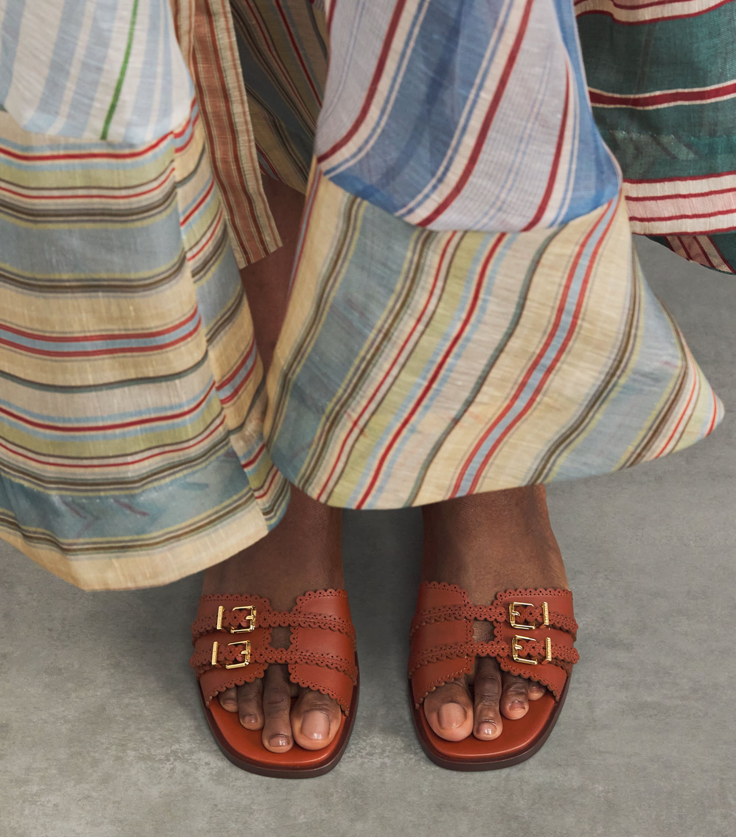 Leather Goldie Slides PECANPECN Image 2