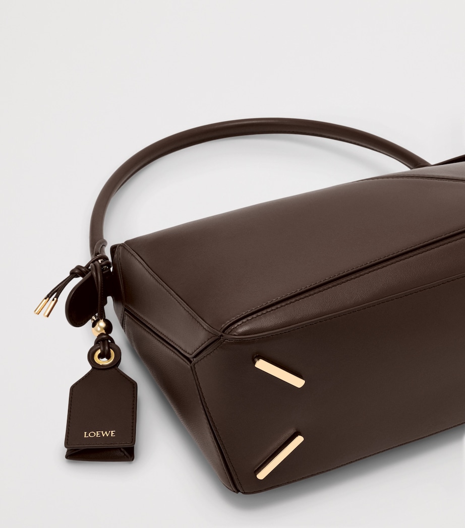 LOEWE Womens Medium Leather Puzzle Top-Handle Bag Dark Chestnut Image 7