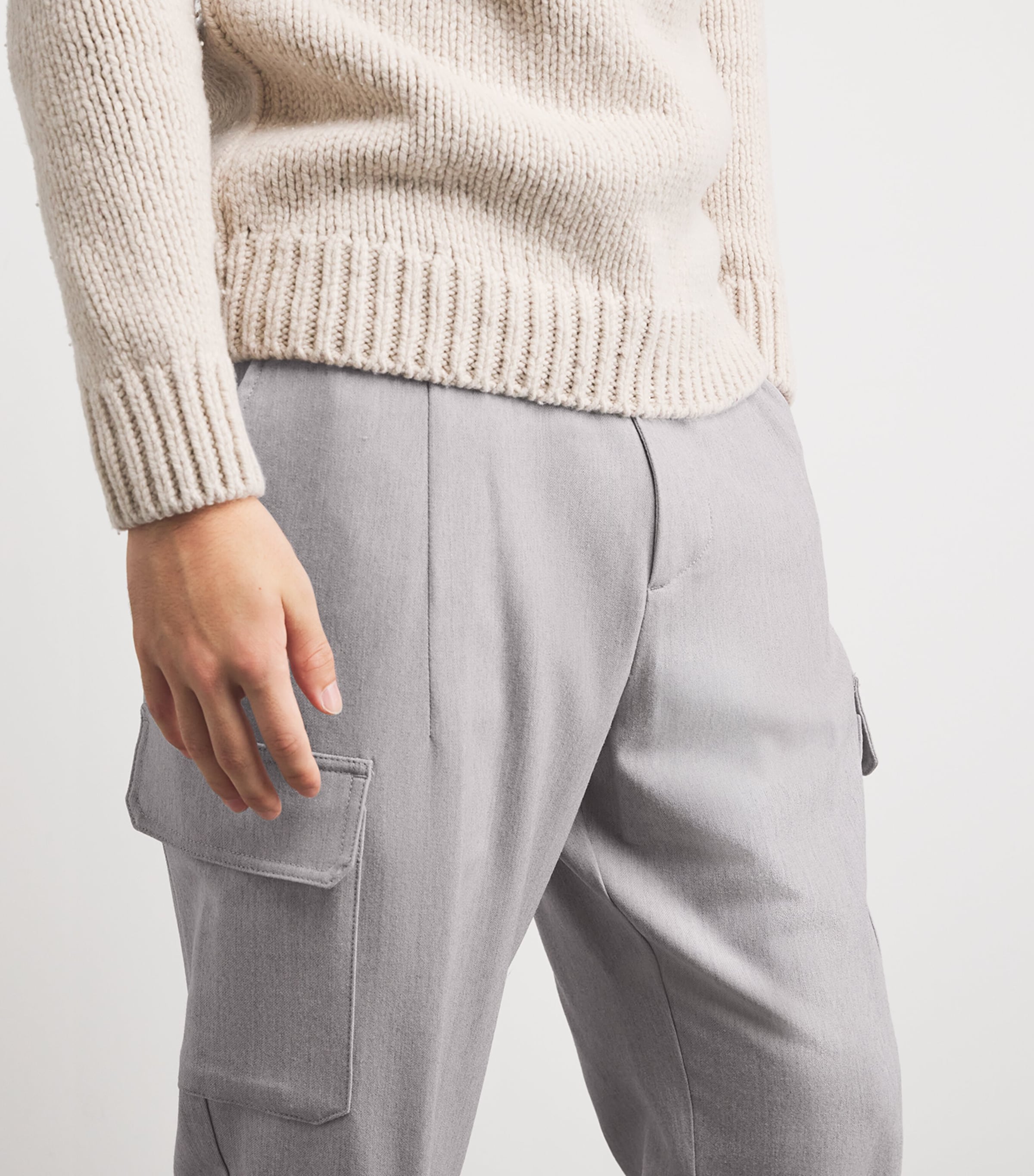 Stretch-Wool Cargo Trousers GRIGIO CHIARO MELANG Image 6