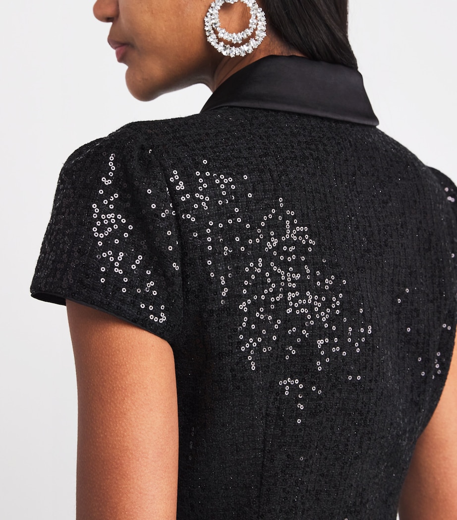 Satin Sequin-Embellished Maxi Dress BLACK Image 4