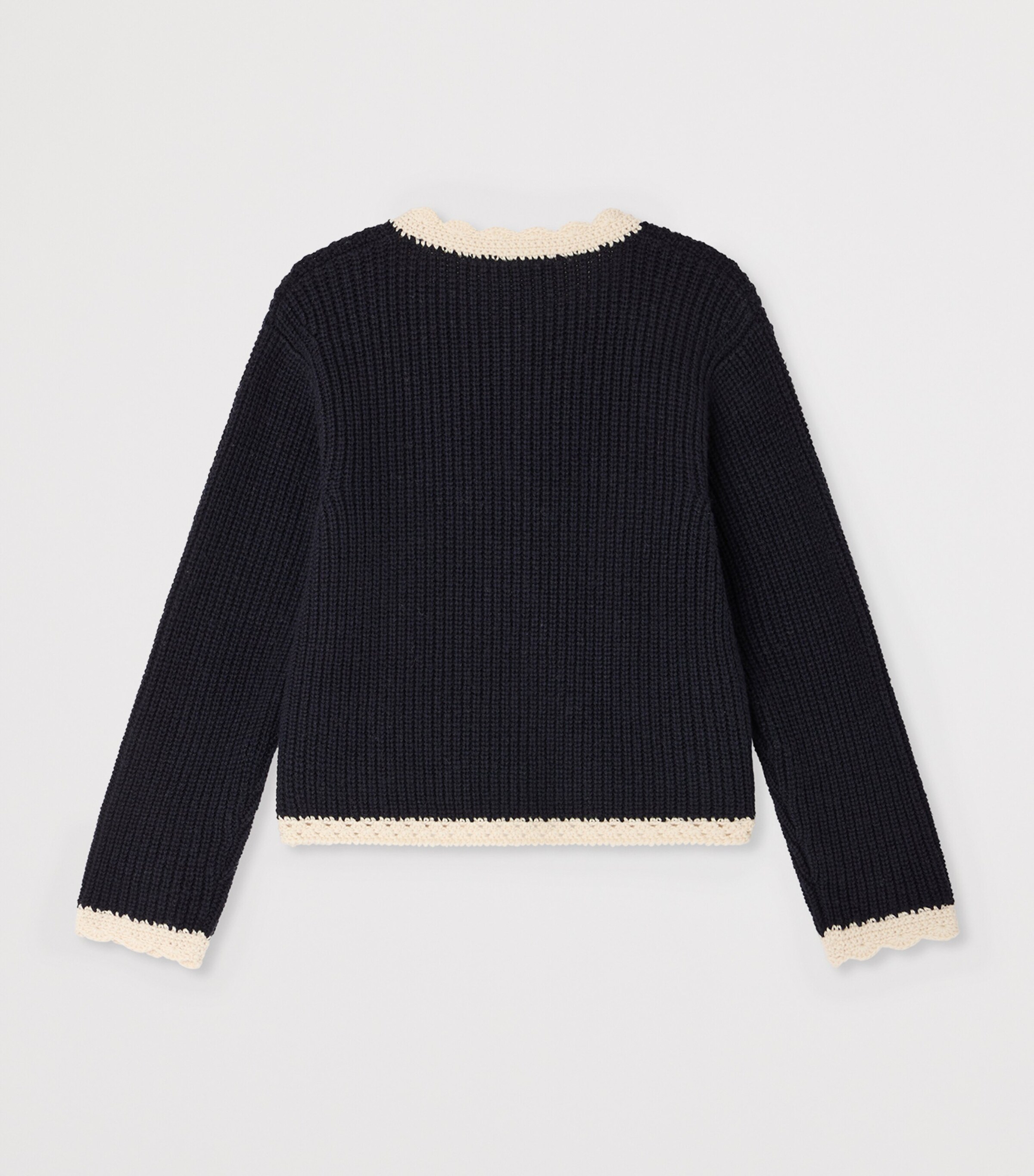 Bonpoint Wool-Cotton Maryls Cardigan (4-8 Years) Marine Image 2