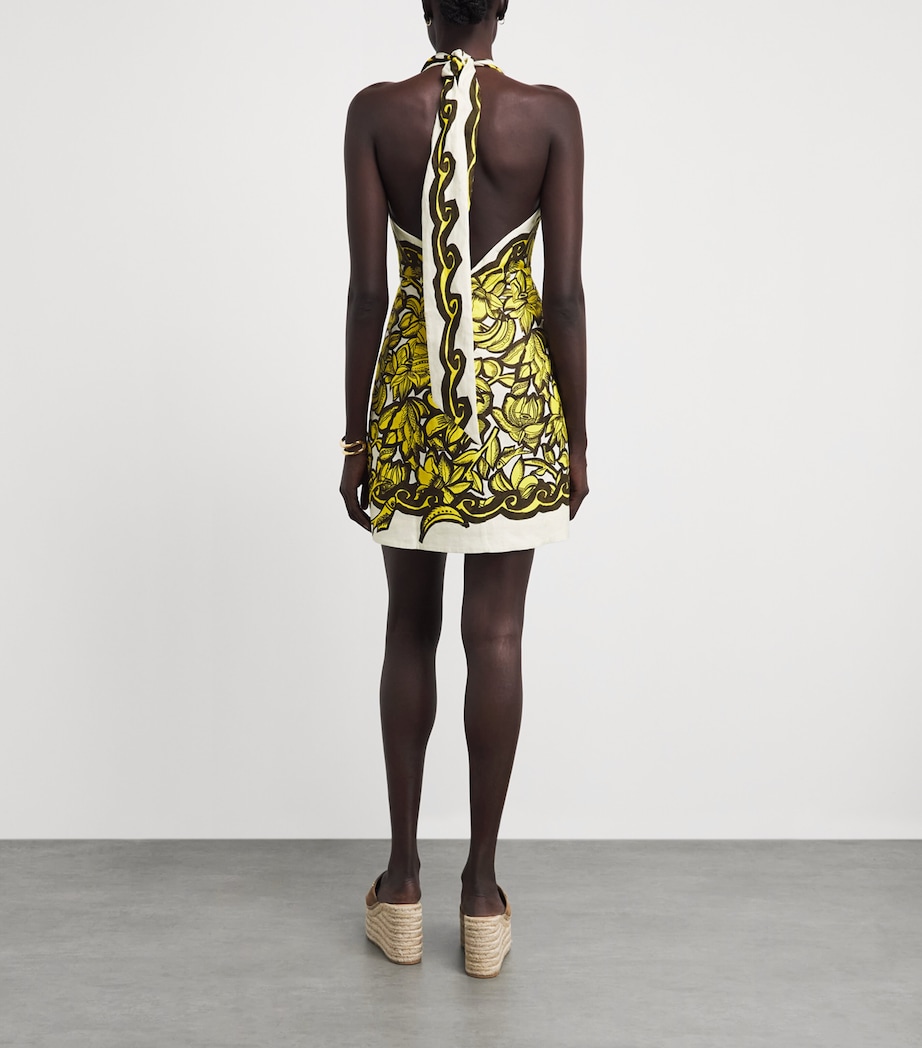 ALEMAIS Womens Hemp Printed Mona Mini Dress Yellow Image 4