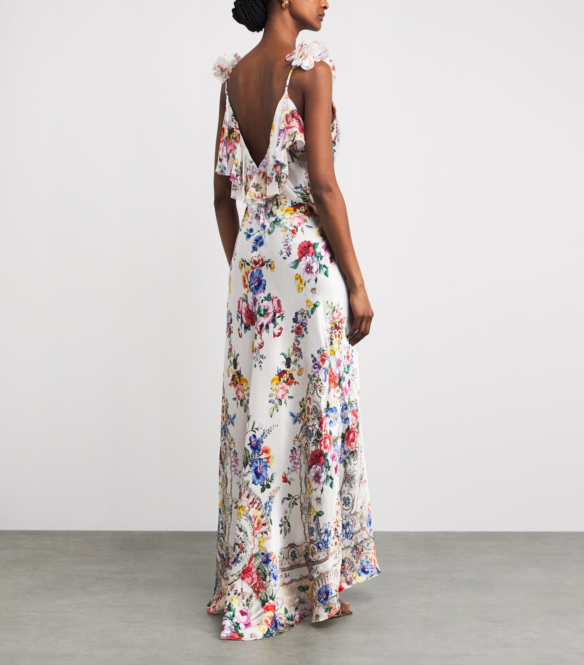 Camilla Womens Silk Floral Print Maxi Dress Ilefgran Image 4