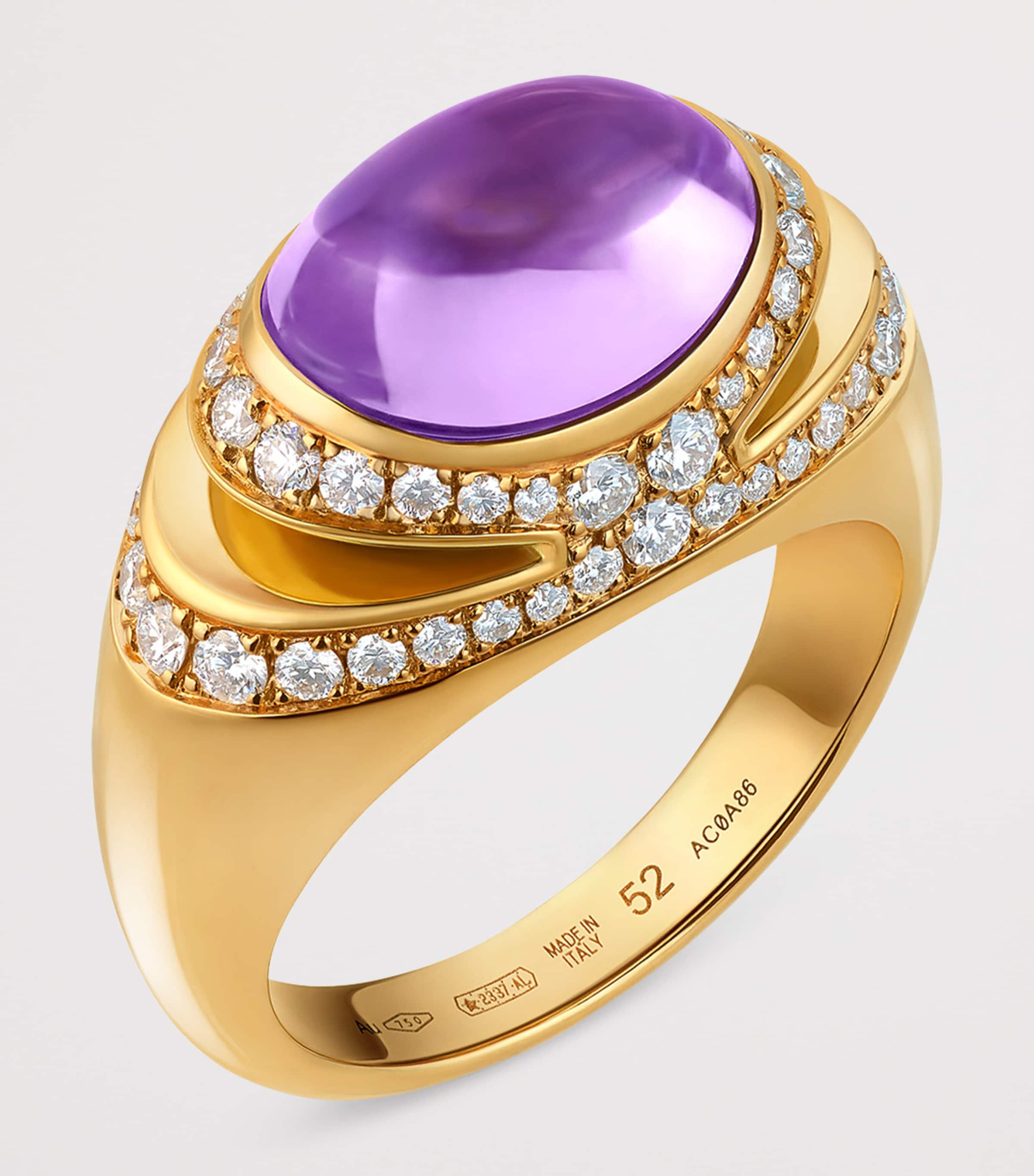 Bvlgari Yellow Gold, Diamond and Amethyst Cabochon Ring Gold Image 3