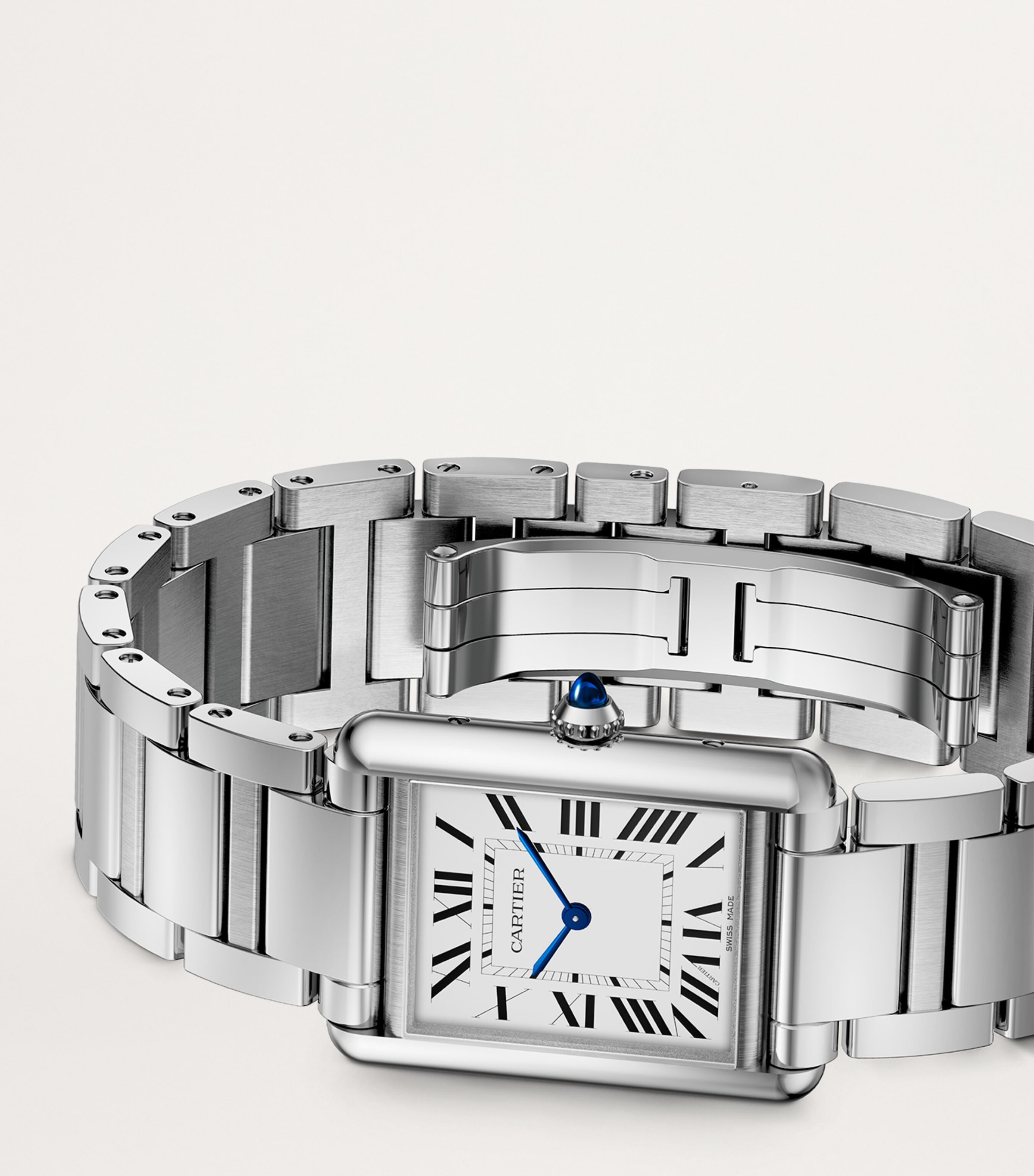 Cartier Large Stainless Steel Tank Must Watch 25.5mm Silver Image 2