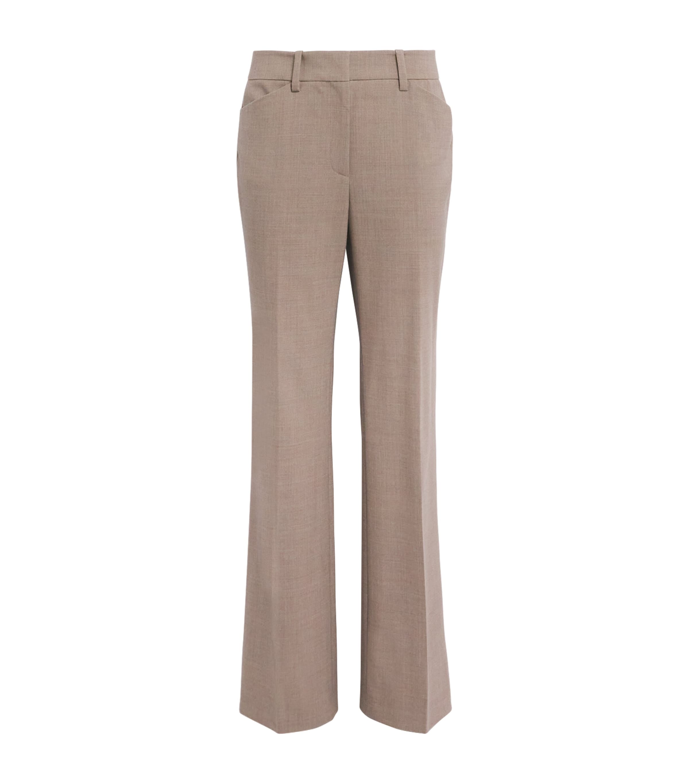 Lafayette 148 Wool-blend Reade Straight Trousers In Brown