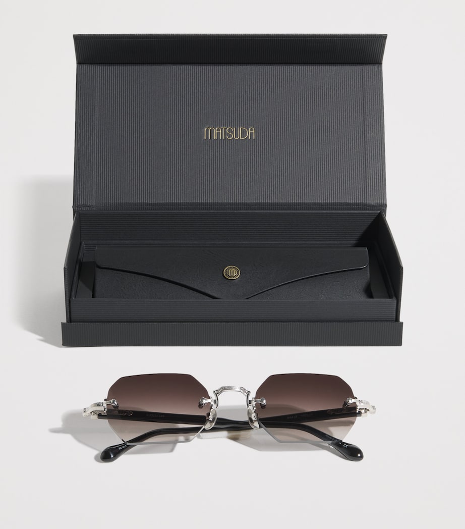 Matsuda M5010 Octagonal Sunglasses Brushed Slvr Blk Gry Image 4