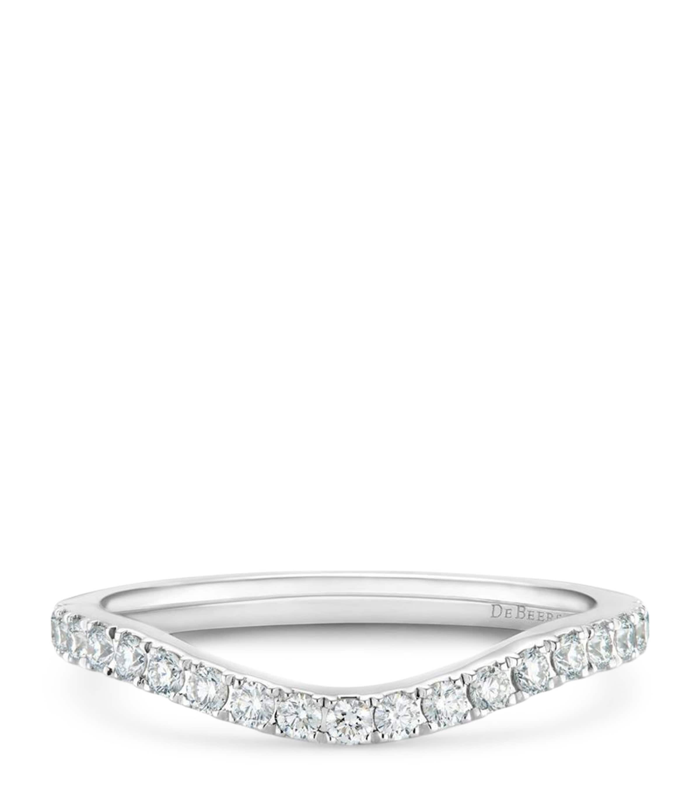 De Beers Platinum And Diamond Classic Half Pavé Ring In Silver