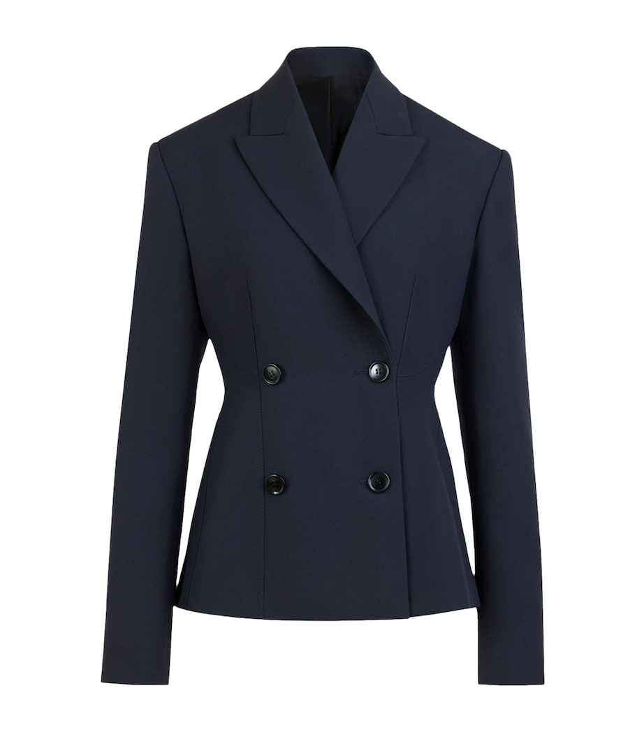 Alaïa Womens Wool Double-Breasted Blazer Midnight Image 1