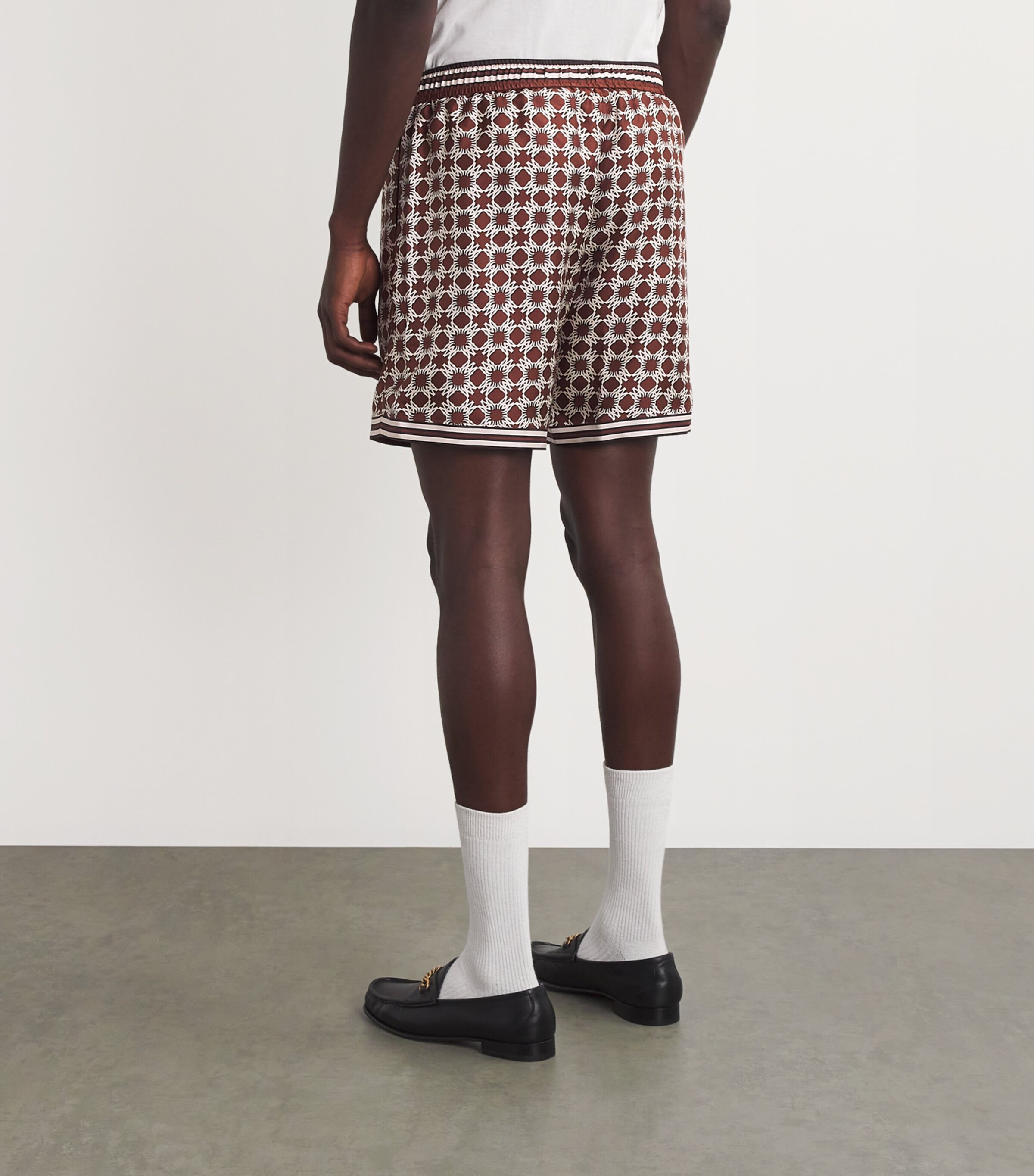 AMIRI Mens Silk Logo Shorts Chocolate Image 4