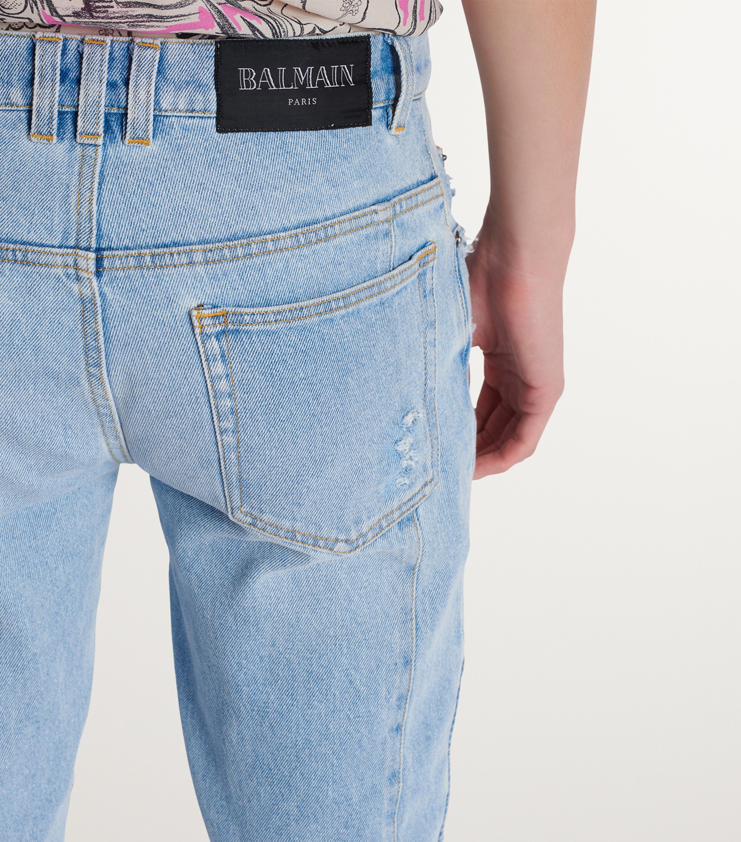 Balmain Mens Slim Biker Jeans Bleu Jean Clair Image 6