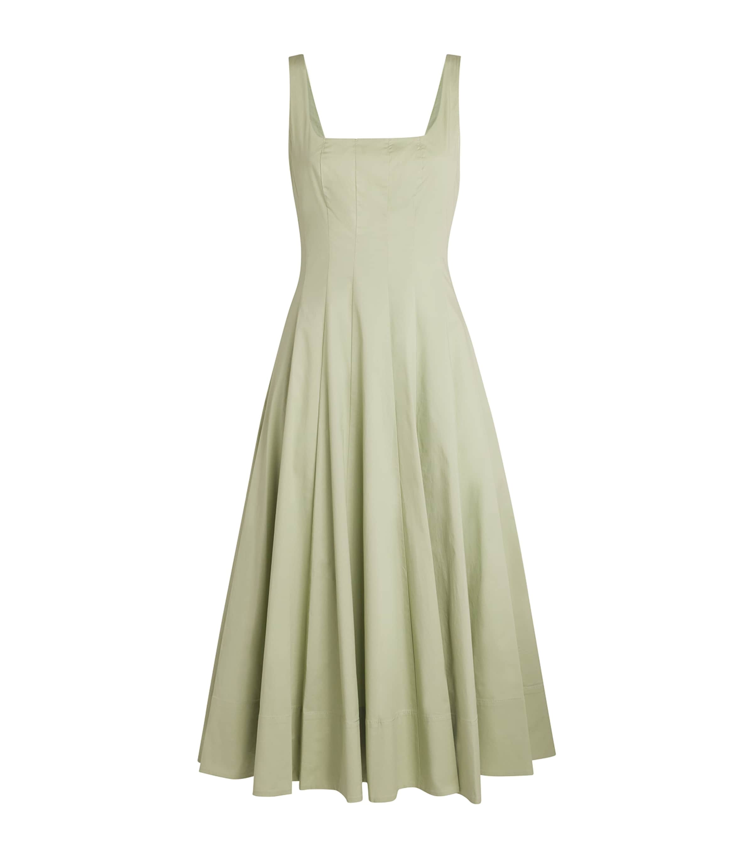 STAUD Womens Cotton-Blend Wells Midi Dress Pajd Pale Jade Image 1