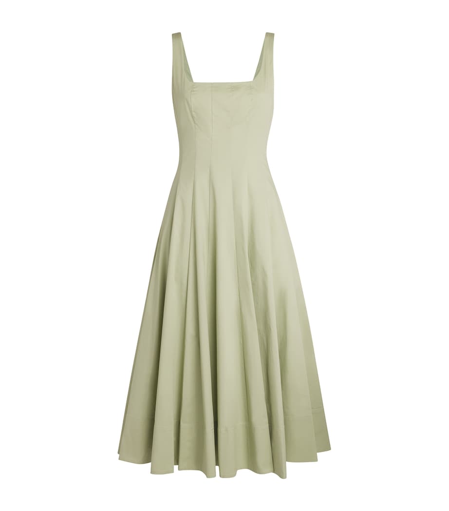 STAUD Womens Cotton-Blend Wells Midi Dress Pajd Pale Jade Image 1