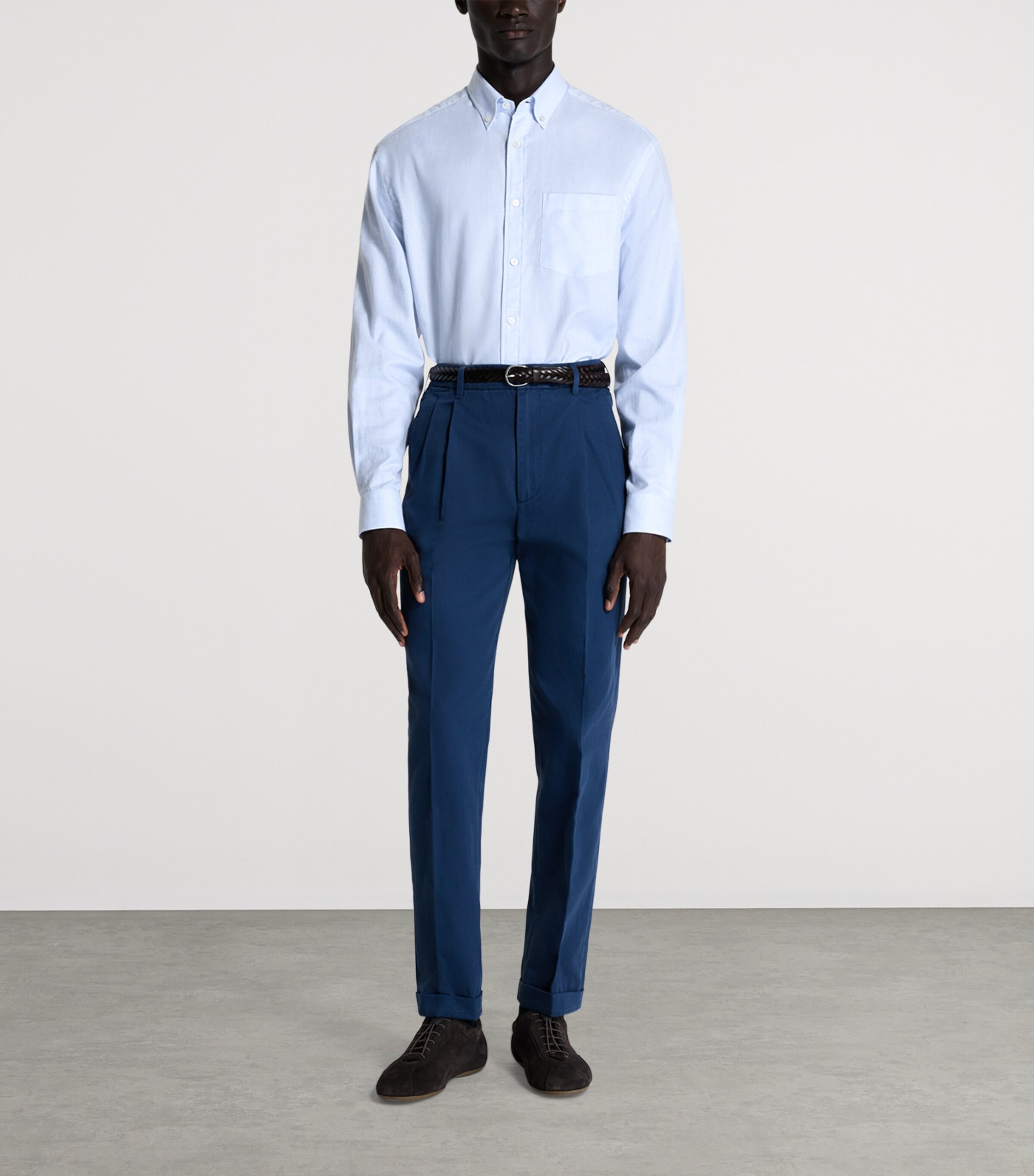 Dunhill Mens Cotton-Linen Casual Shirt White Image 5
