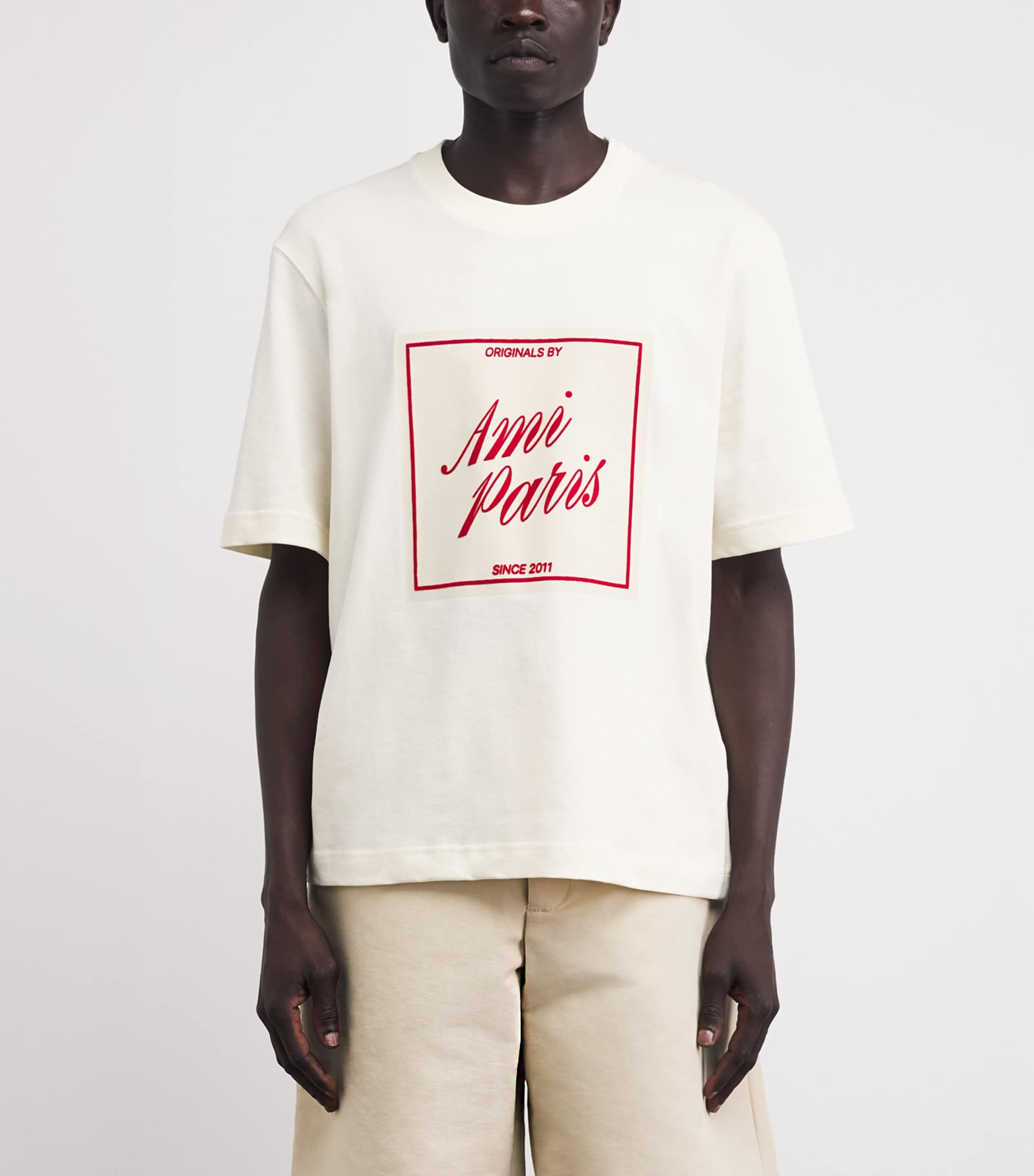 AMI Paris White Cotton Logo Graphic T-Shirt | Harrods US