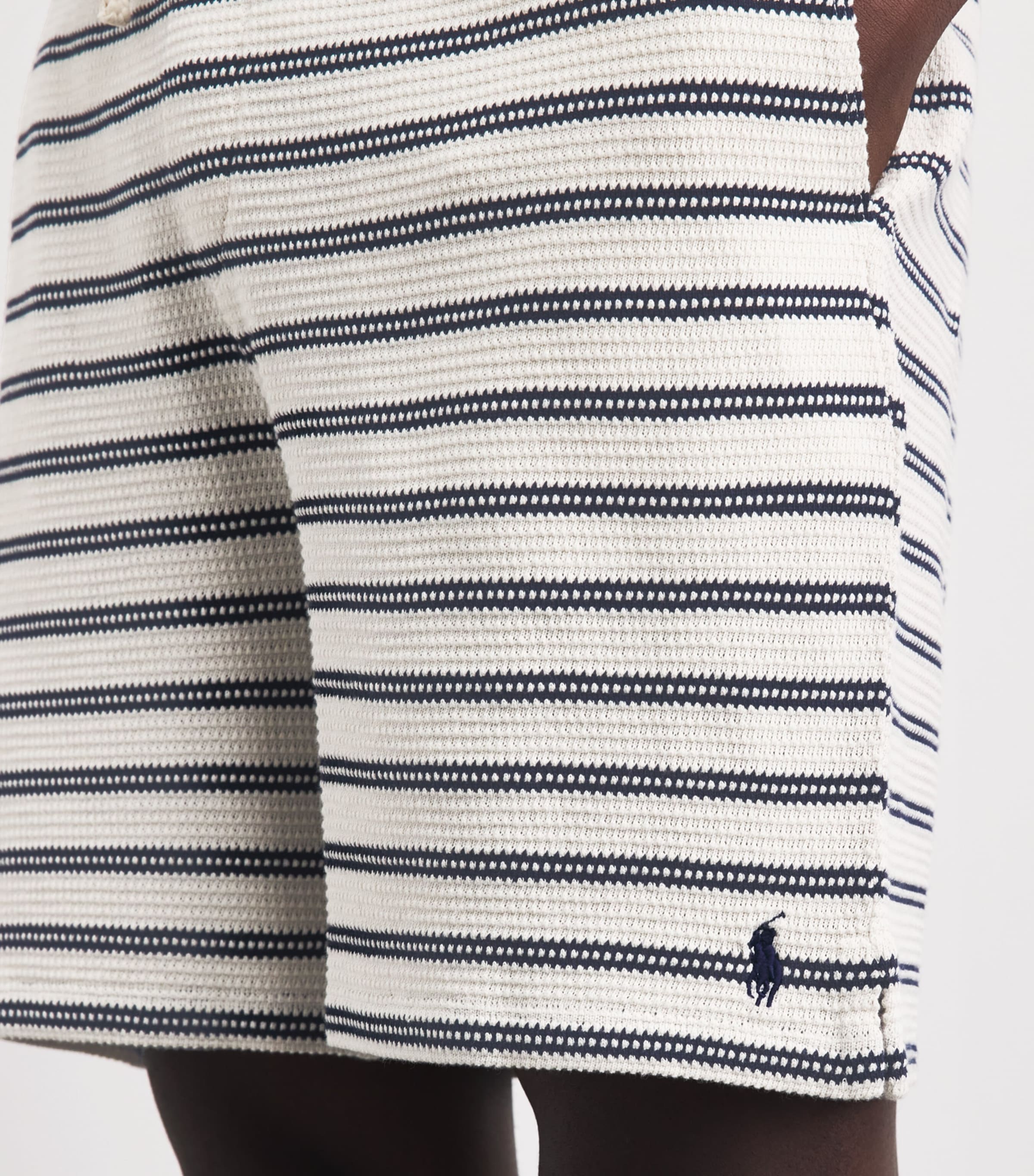 Polo Ralph Lauren Mens Cotton-Blend Stripe Shorts Pale Crm/newport Nvy Image 3