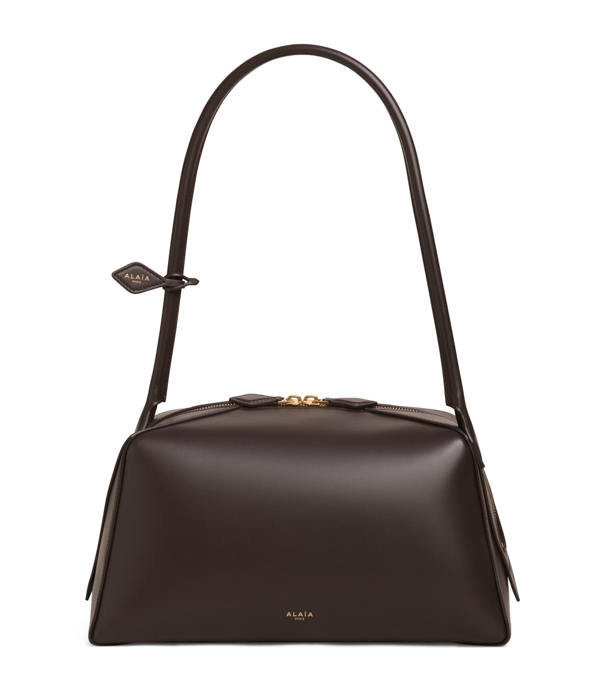 Alaïa Leather Le Bouledogue Shoulder Bag Dark Brown Image 1