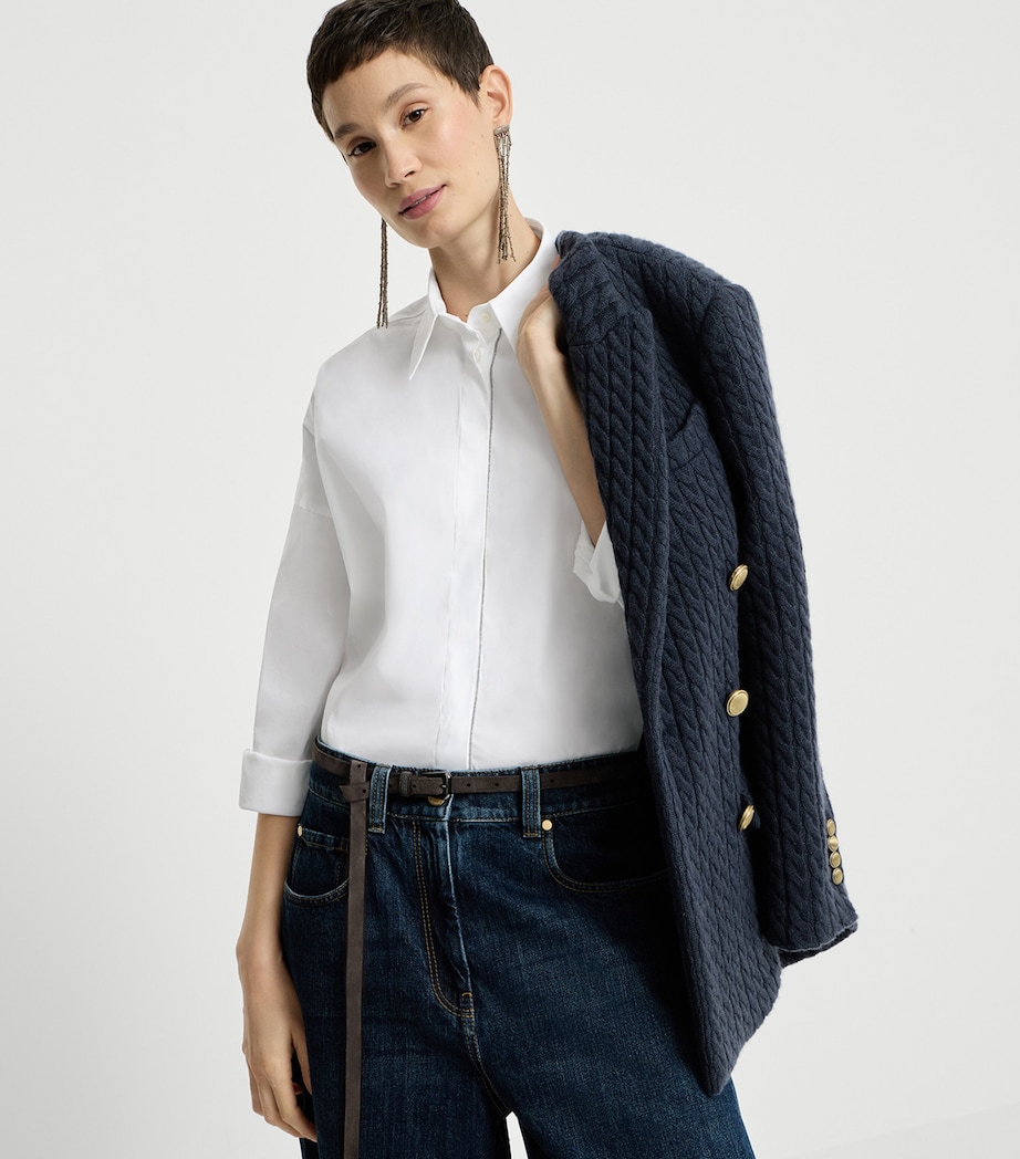 Brunello Cucinelli Womens Stretch-Cotton Poplin Monili Shirt Image 2