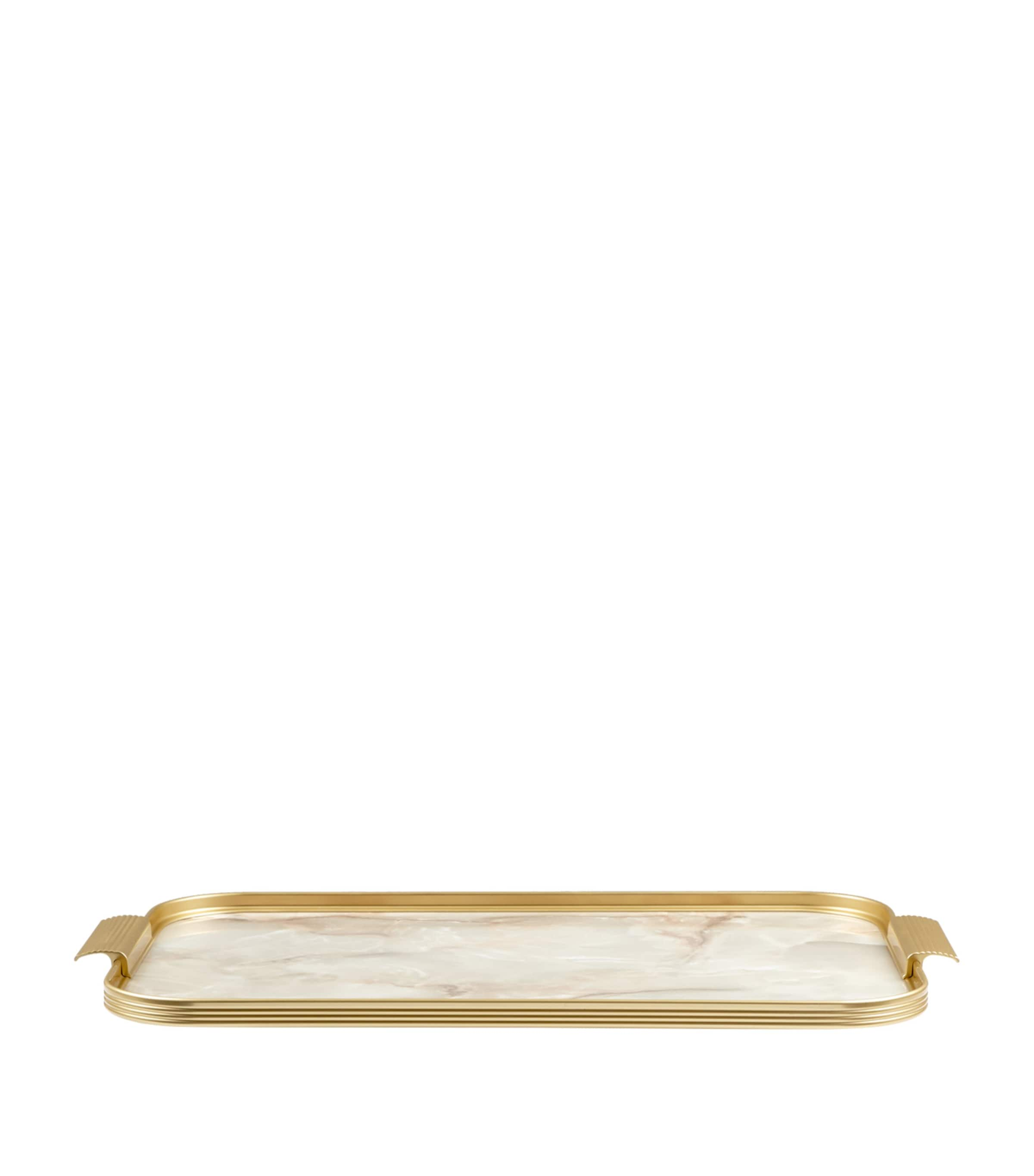 Kaymet Ribbed Tray In Gold