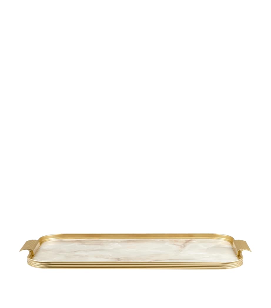 Ribbed Tray GOLD W/ WHITE MARBLE Image 1
