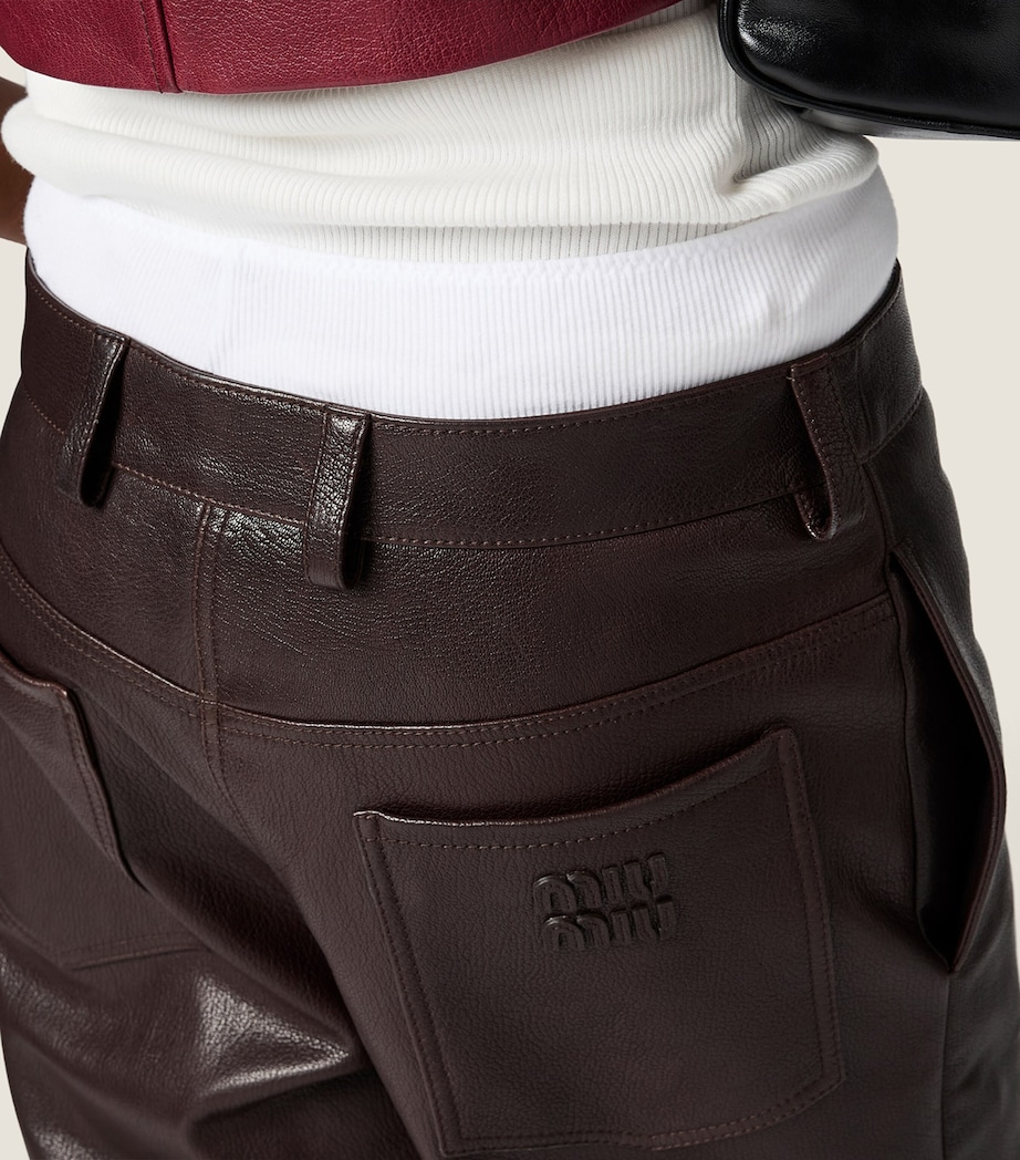 Miu Miu Womens Leather Trousers Brown Image 6
